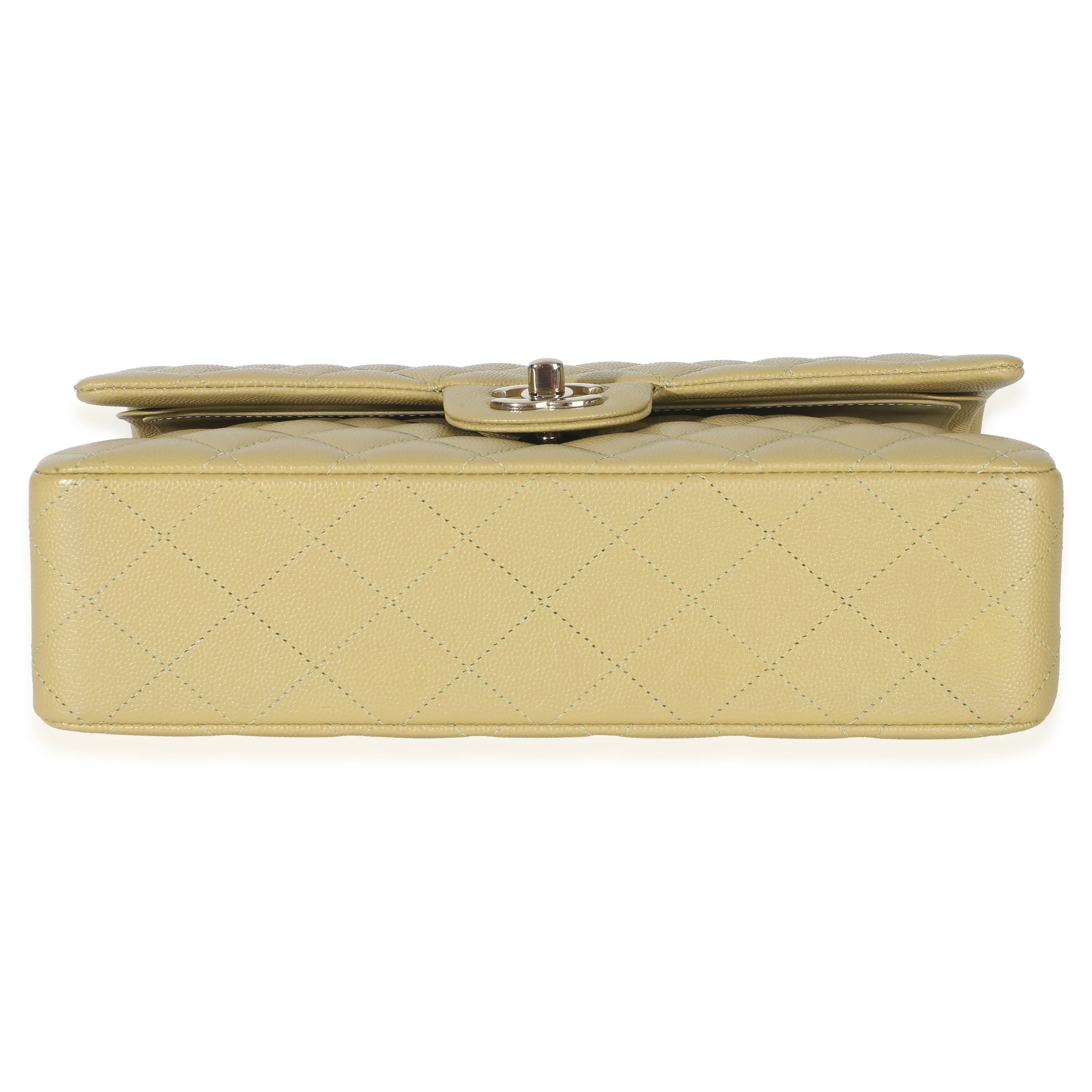 Olive Quilted Caviar Medium Classic Double Flap Handbag - Image 5