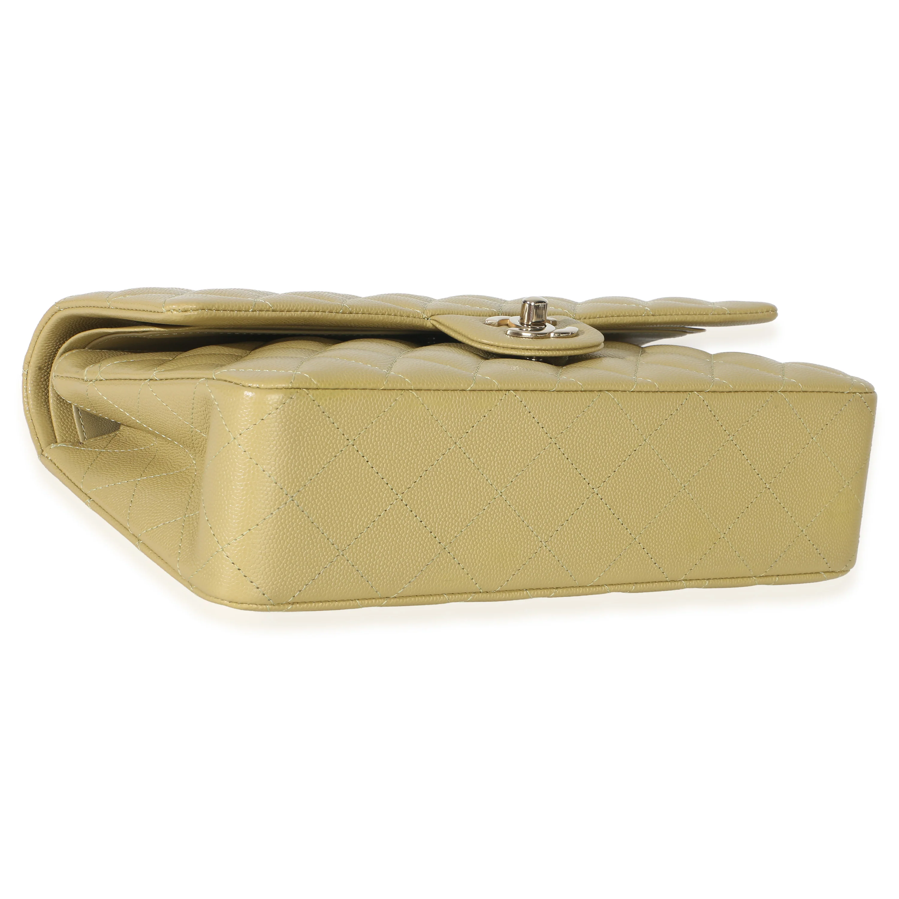 Olive Quilted Caviar Medium Classic Double Flap Handbag - Image 6
