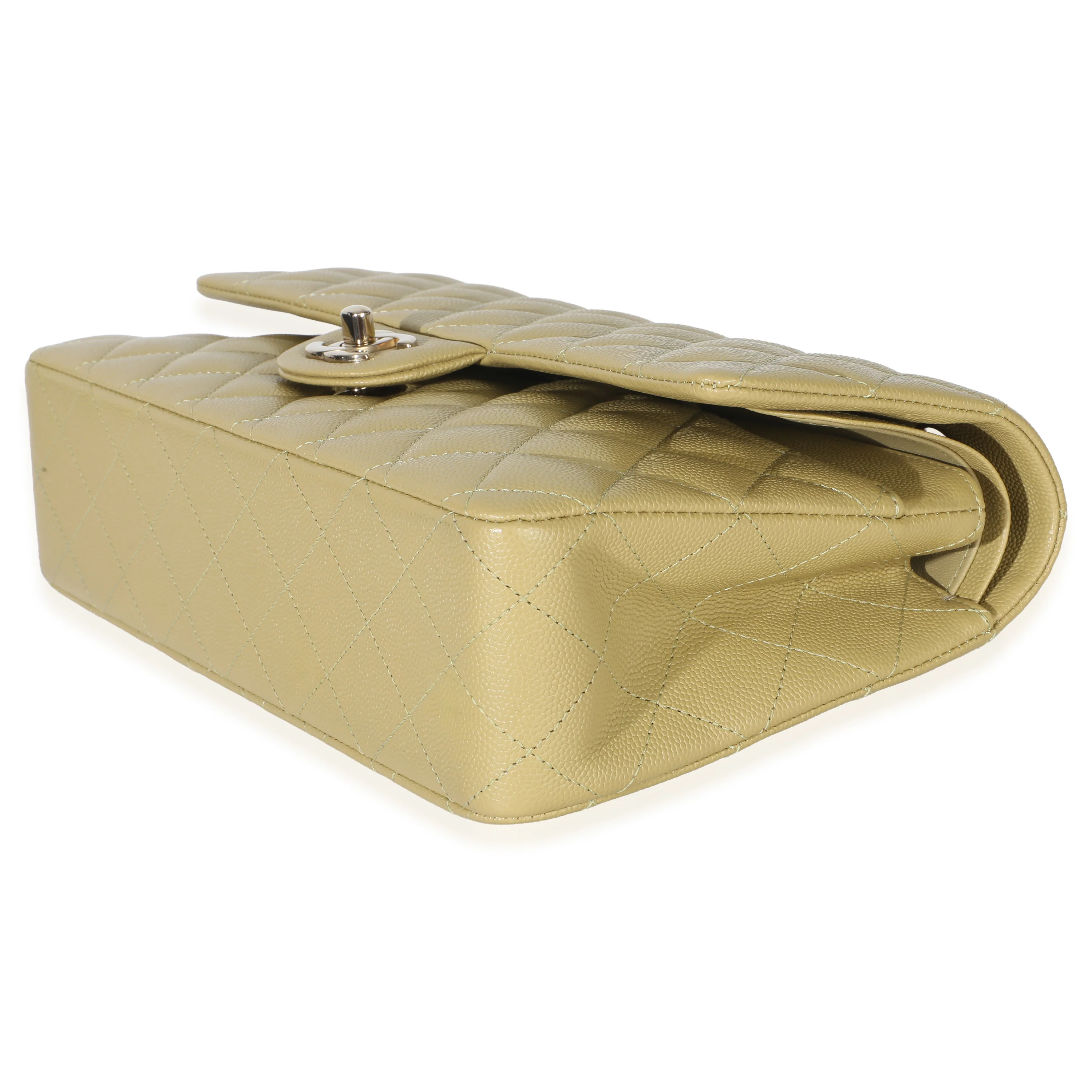 Olive Quilted Caviar Medium Classic Double Flap Handbag - Image 7