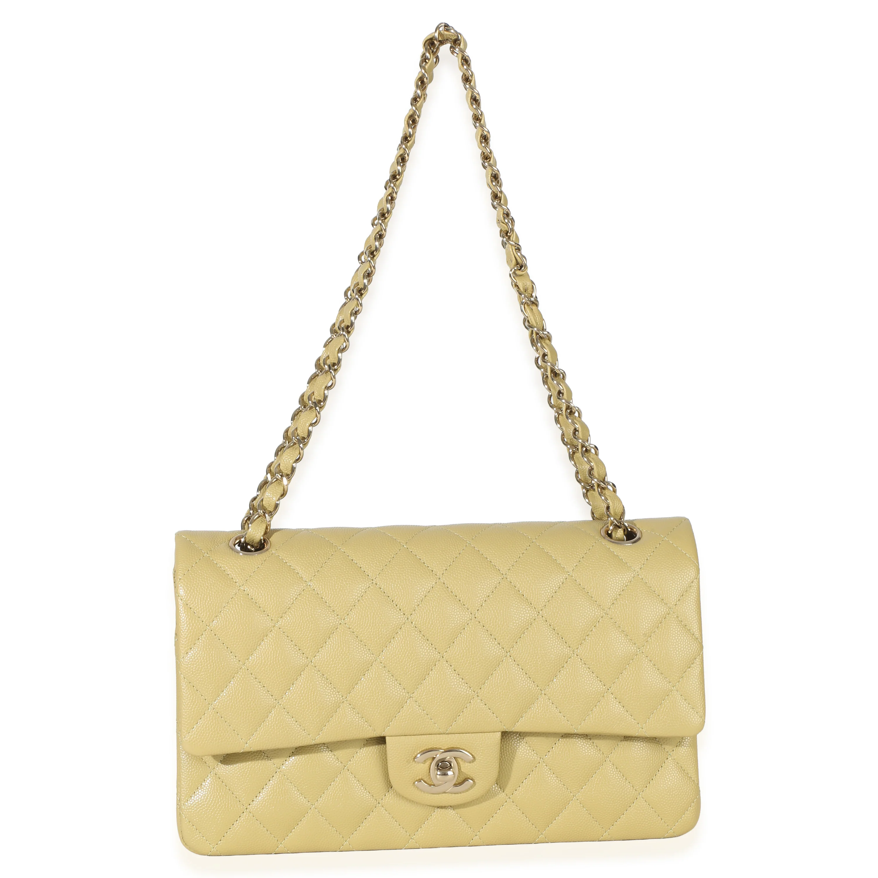 Olive Quilted Caviar Medium Classic Double Flap Handbag - Image 8