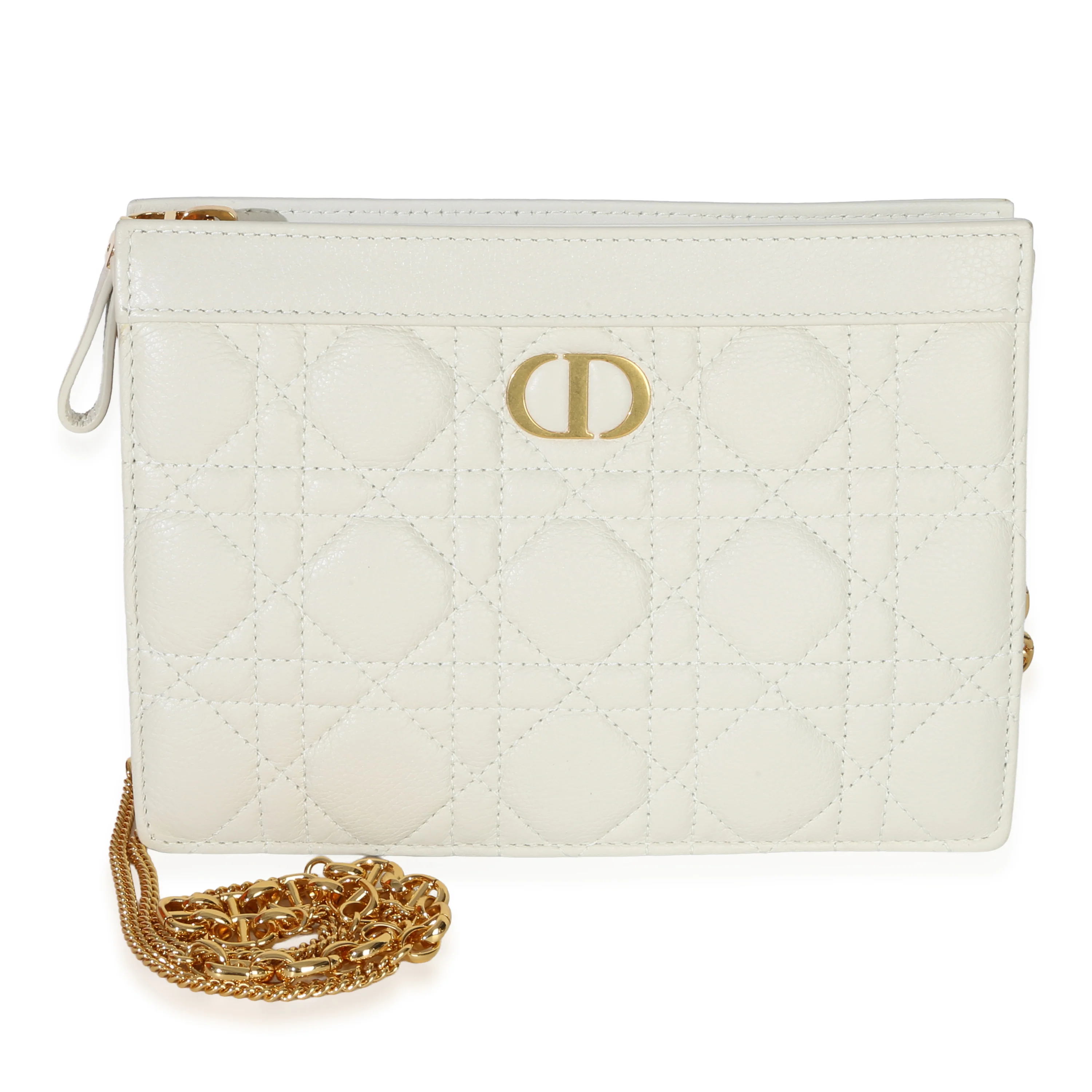 Cream Calfskin Cannage Caro Every Dior Pouch