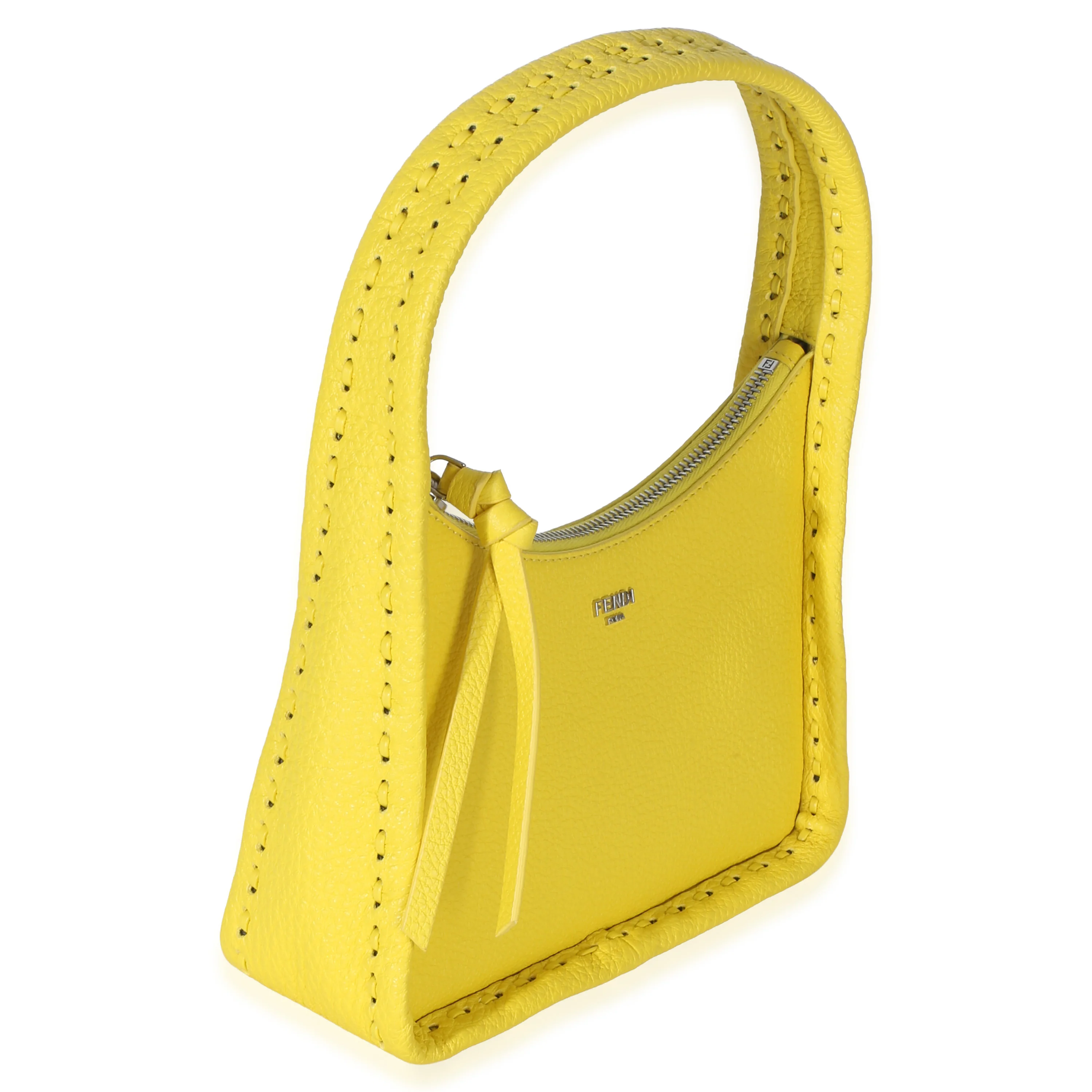 Yellow Cuoio Roma Selleria Fendisense Mini Hobo - Image 3
