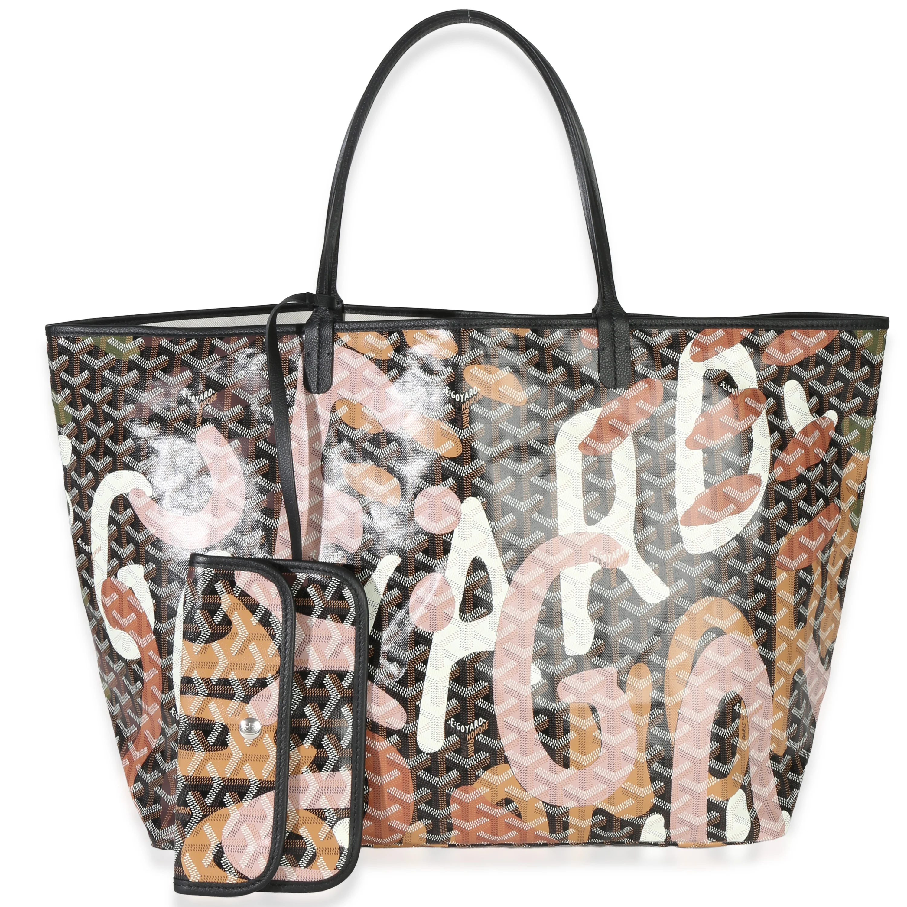 Black Multicolor Goyardine Canvas Lettres Camouflage Saint Louis GM
