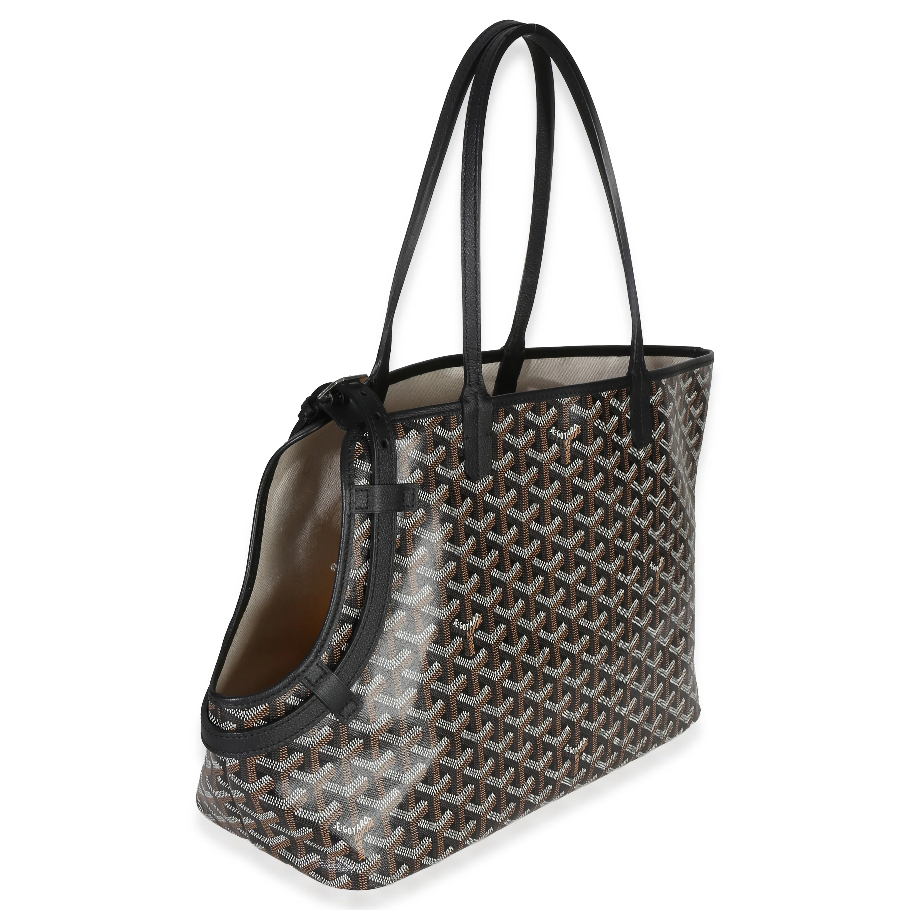 Black Goyardine Canvas Chien Gris Pet Carrier Tote - Image 3