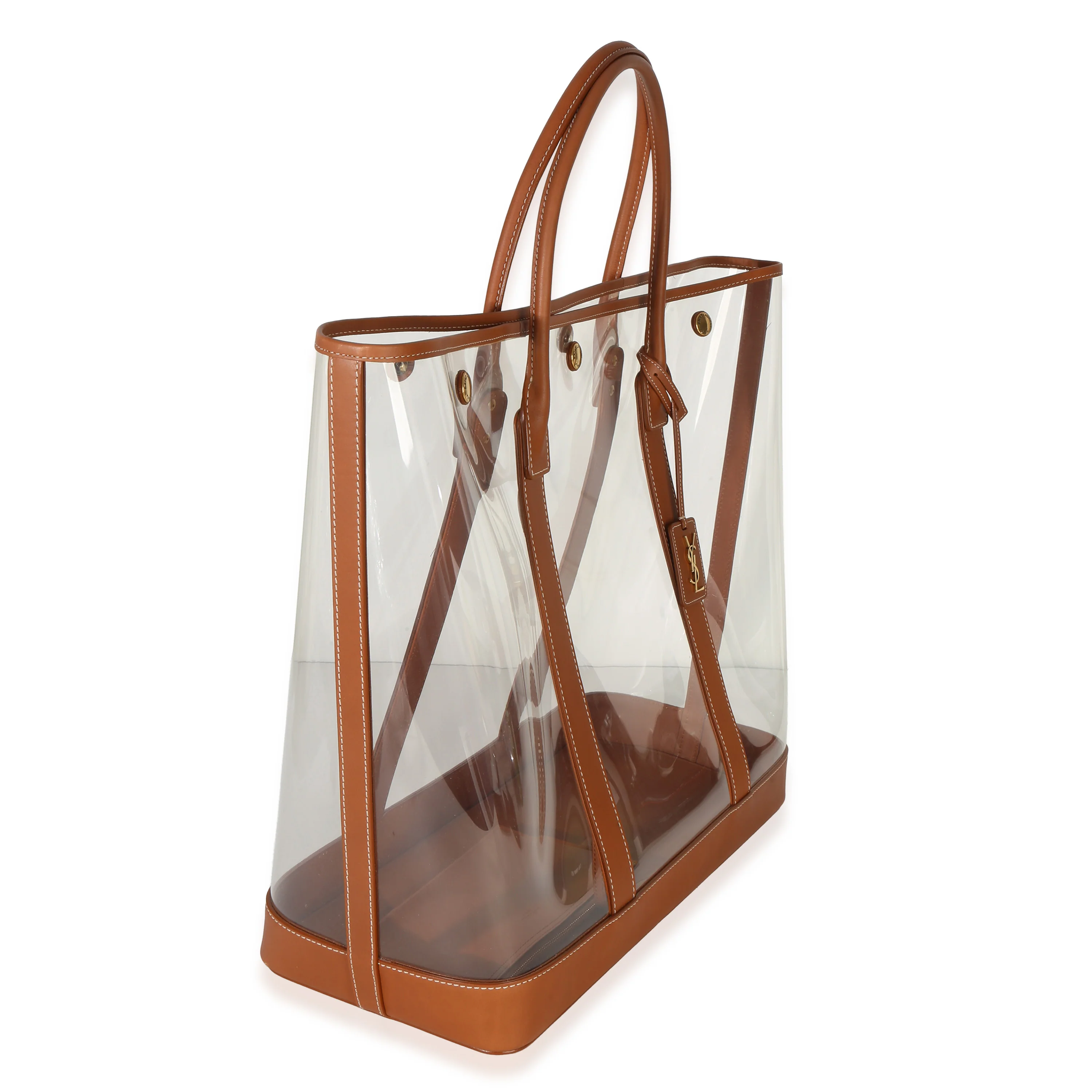 Brown Calfskin Vinyl Cabas Tote - Image 3