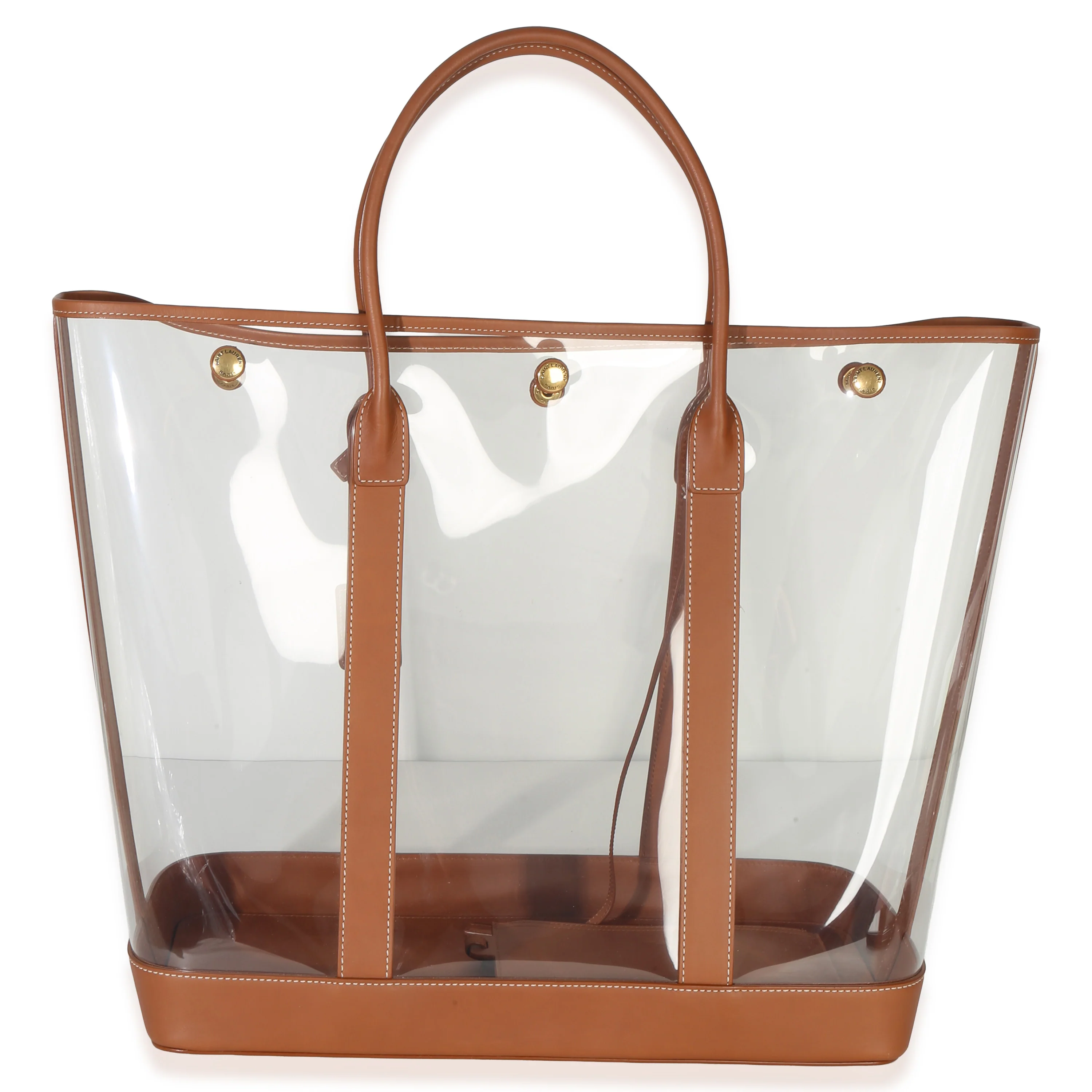 Brown Calfskin Vinyl Cabas Tote - Image 4