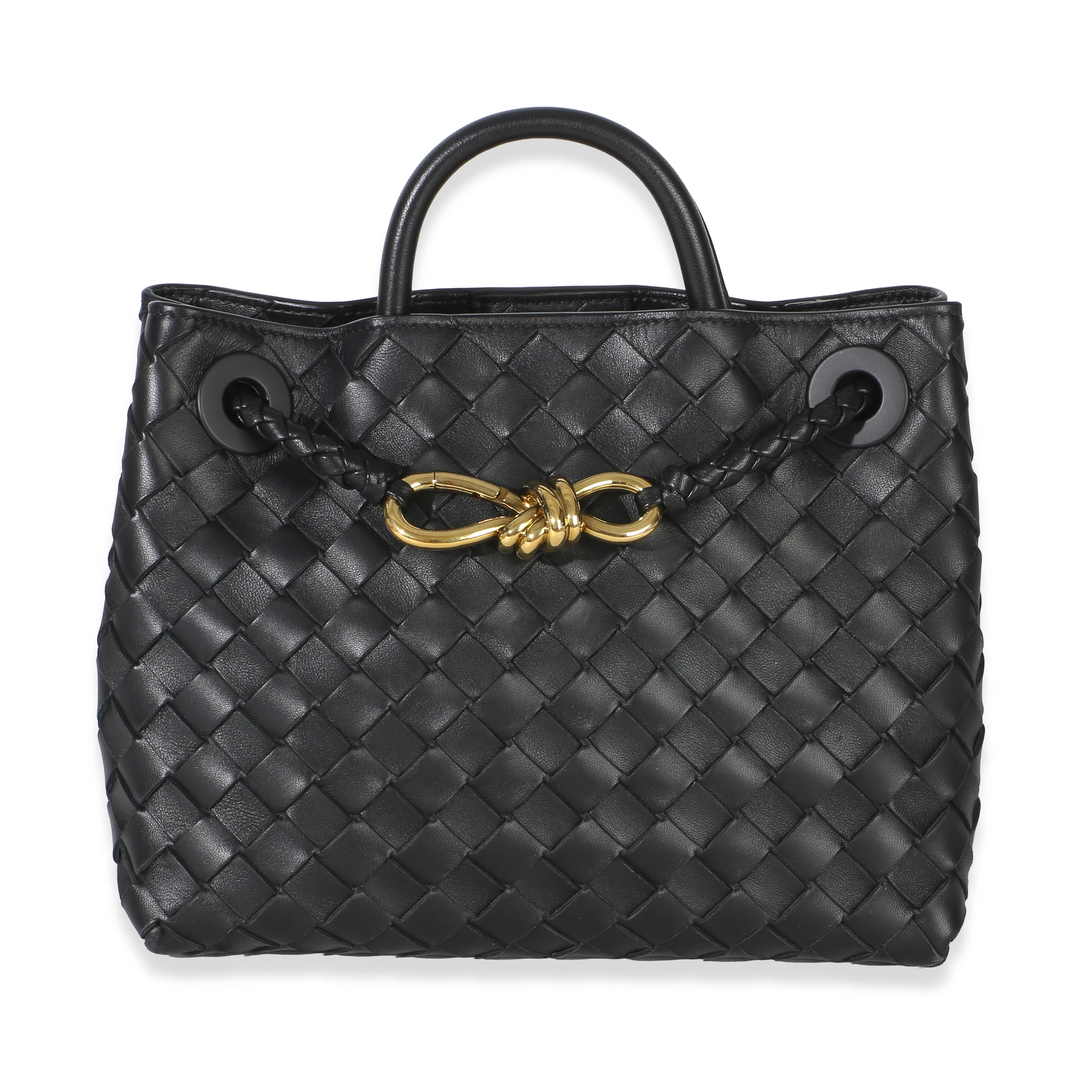 Black Nappa Intrecciato Small Andiamo Bag