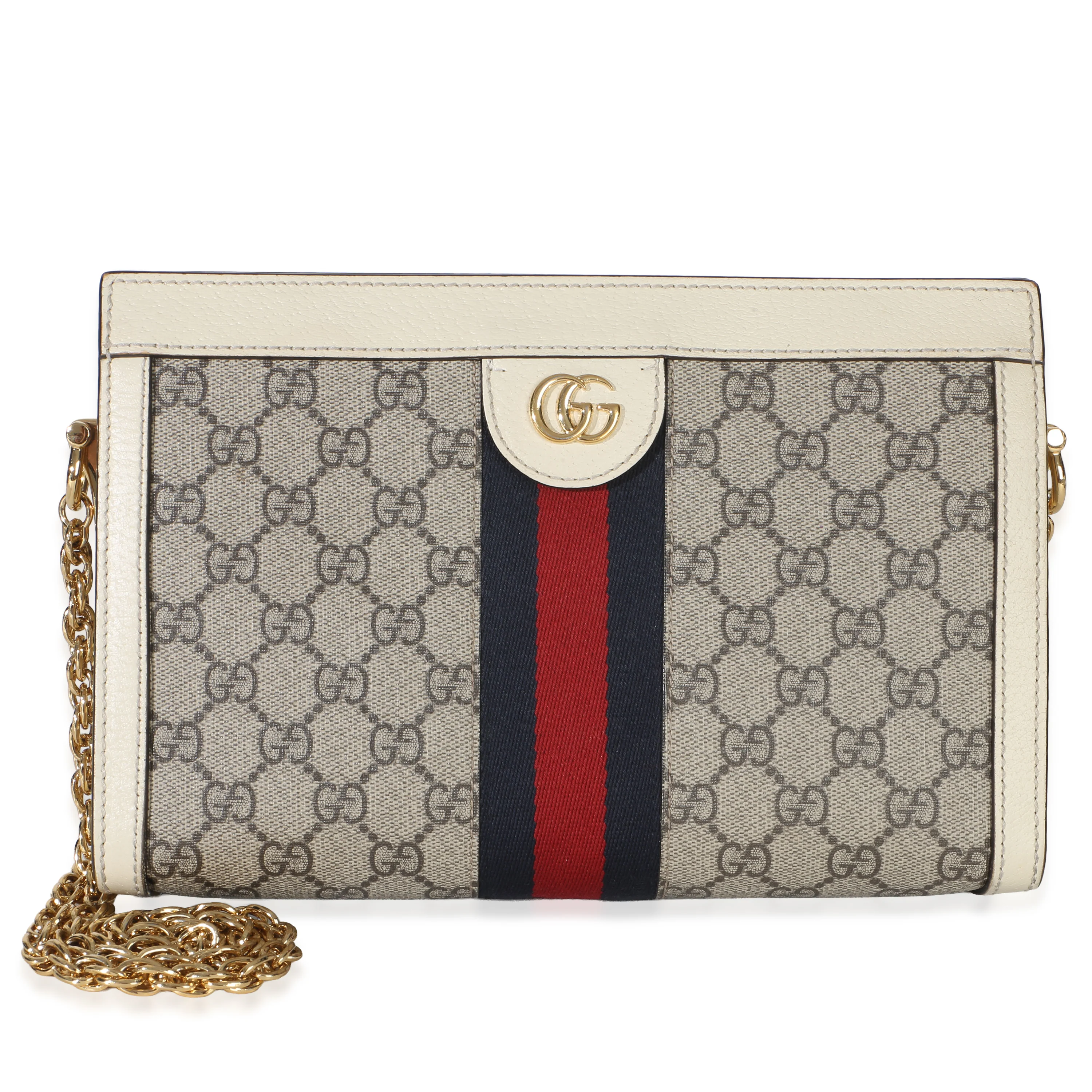 Cream GG Supreme Web Ophidia GG Small Shoulder Bag