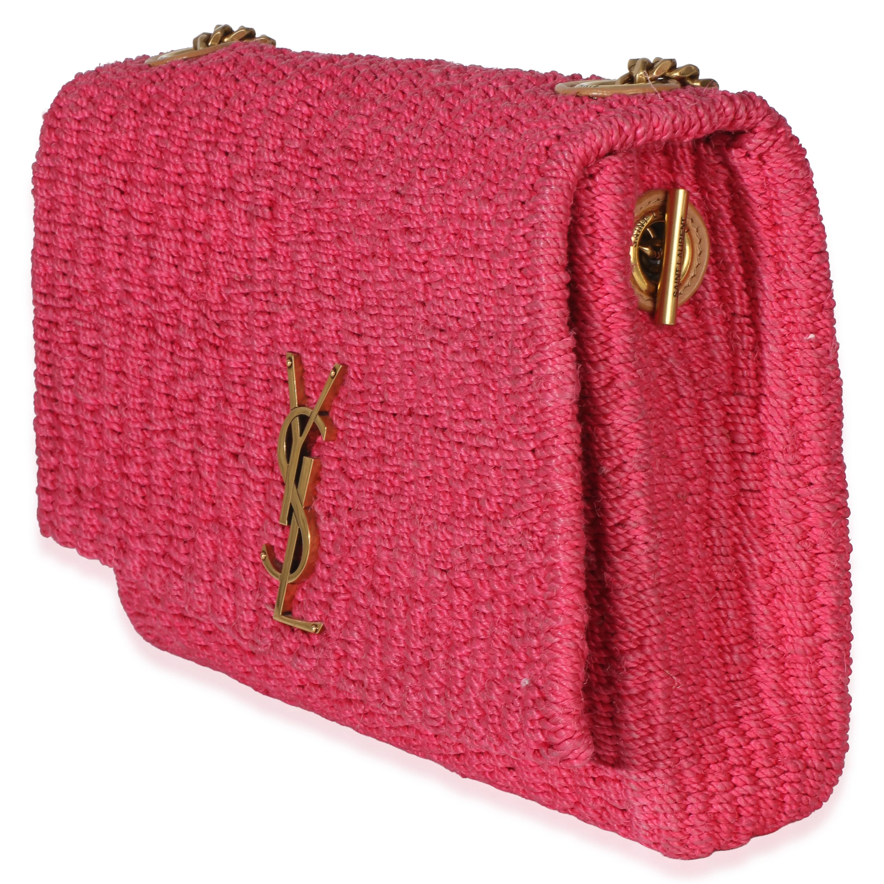 Pink Raffia Medium Kate Chain Bag - Image 2