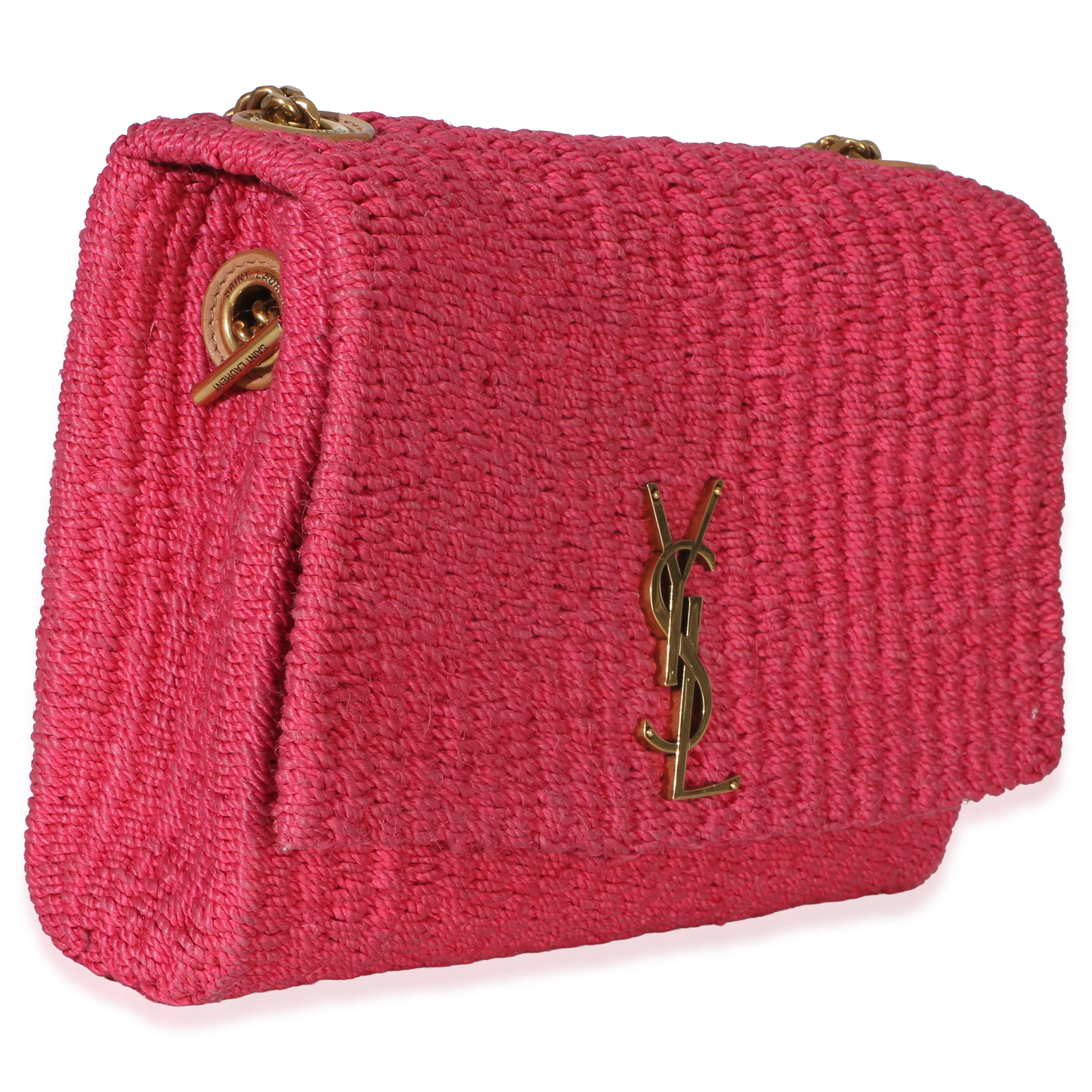 Pink Raffia Medium Kate Chain Bag - Image 3