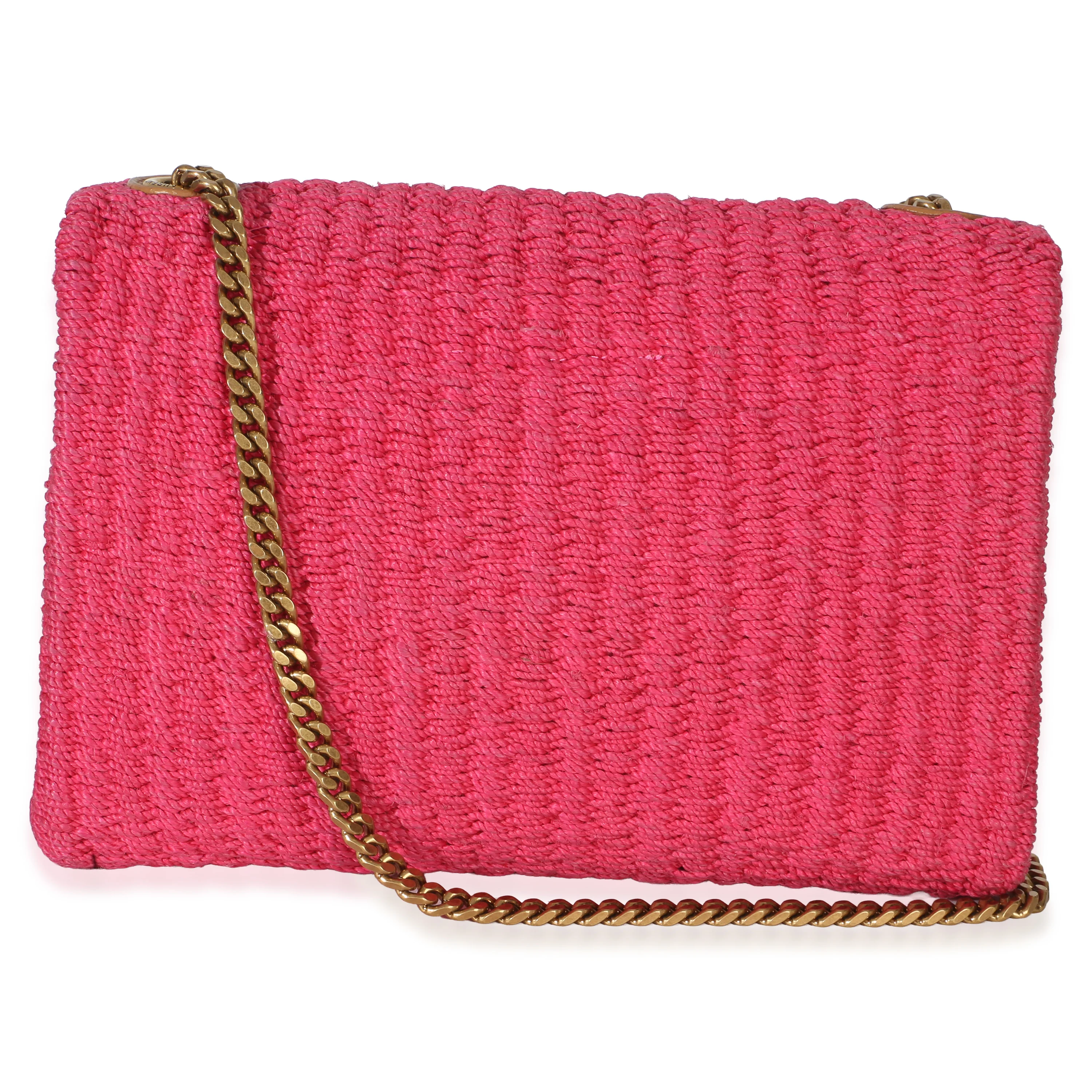 Pink Raffia Medium Kate Chain Bag - Image 4