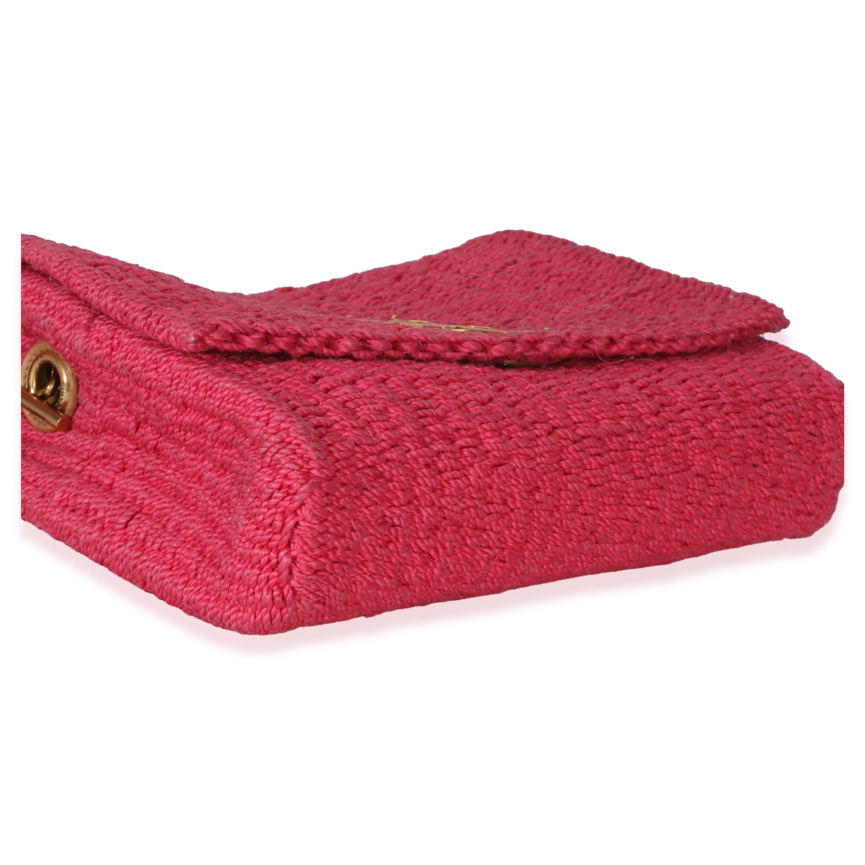 Pink Raffia Medium Kate Chain Bag - Image 6