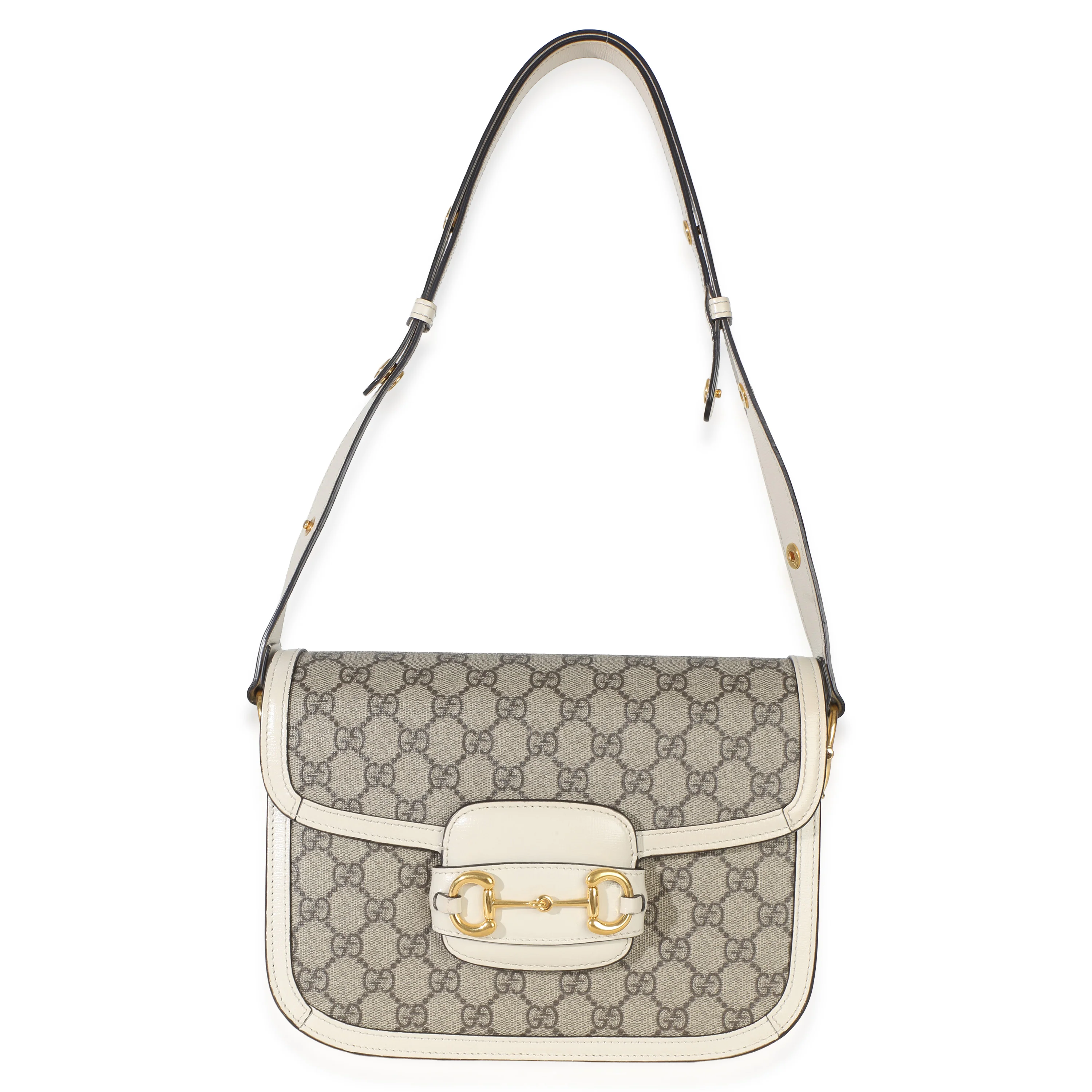 Mystic White Beige GG Supreme Azalea Calfskin Horsebit 1955 Shoulder Bag - Image 10