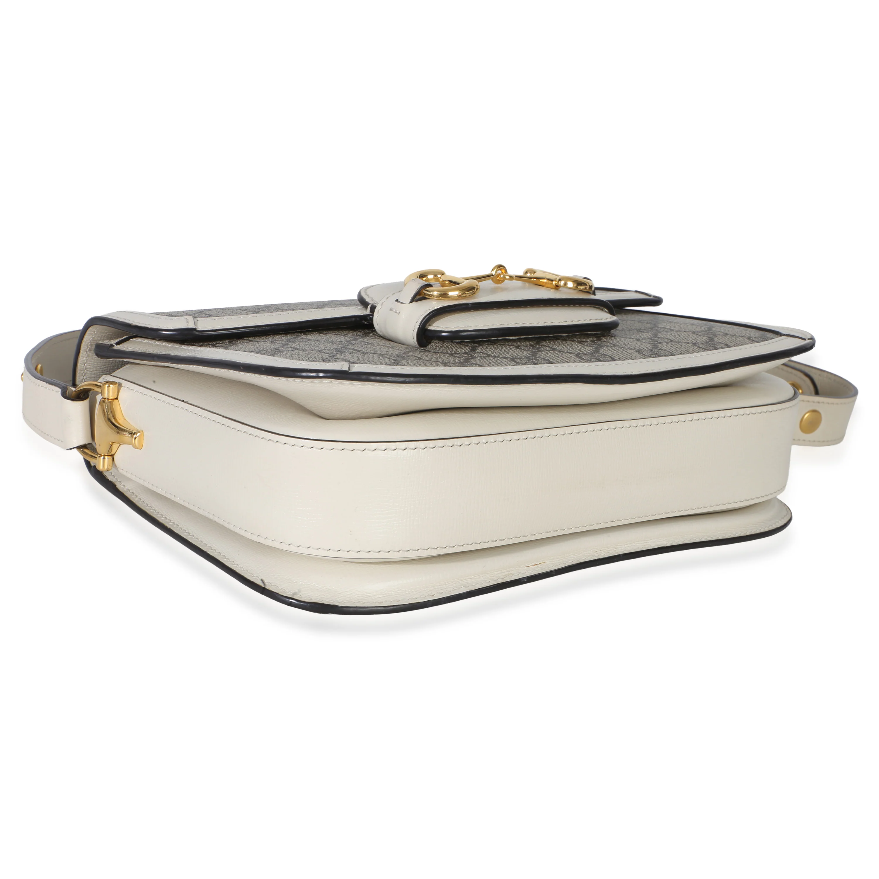 Mystic White Beige GG Supreme Azalea Calfskin Horsebit 1955 Shoulder Bag - Image 9