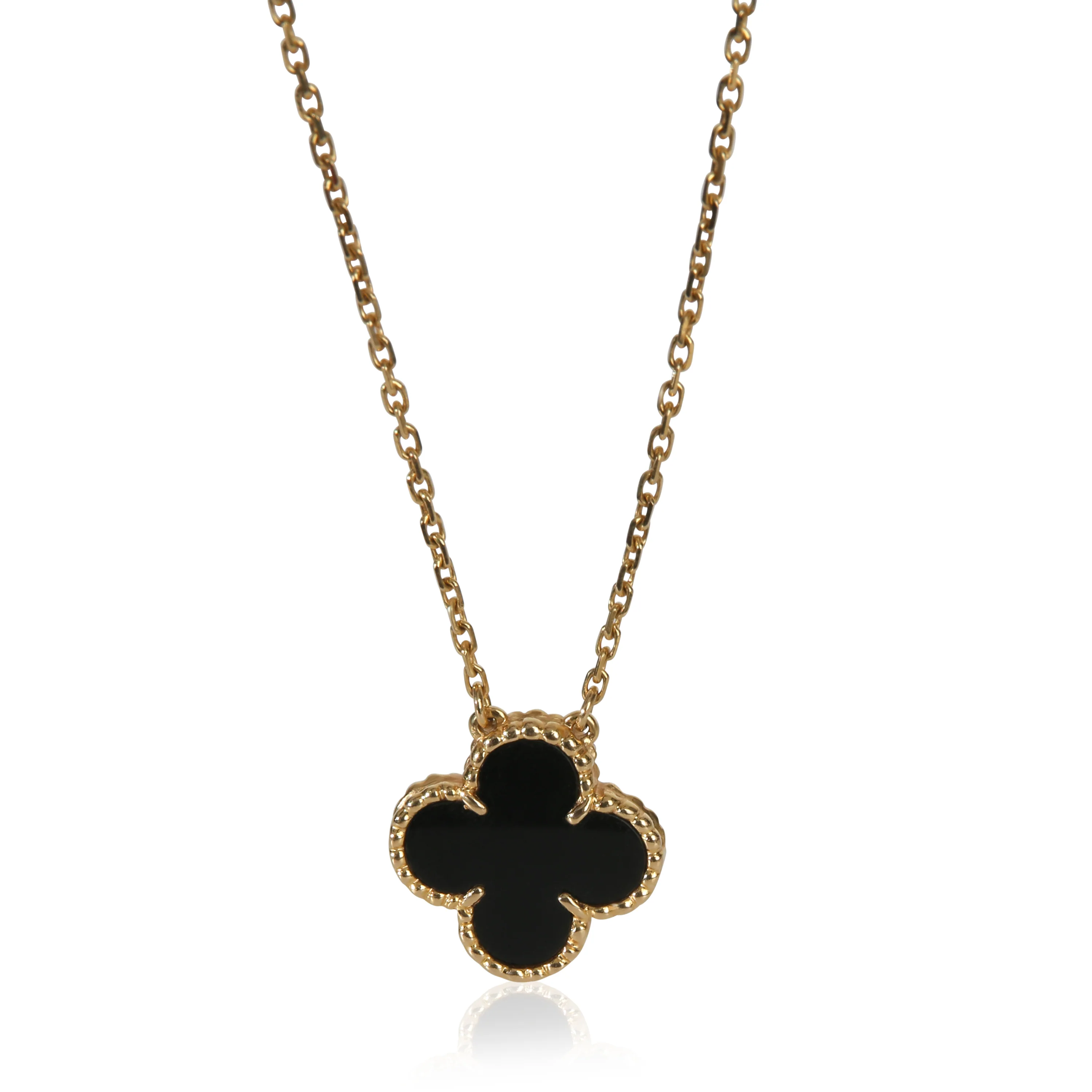 Yellow Gold Onyx 1990s Vintage Alhambra Pendant