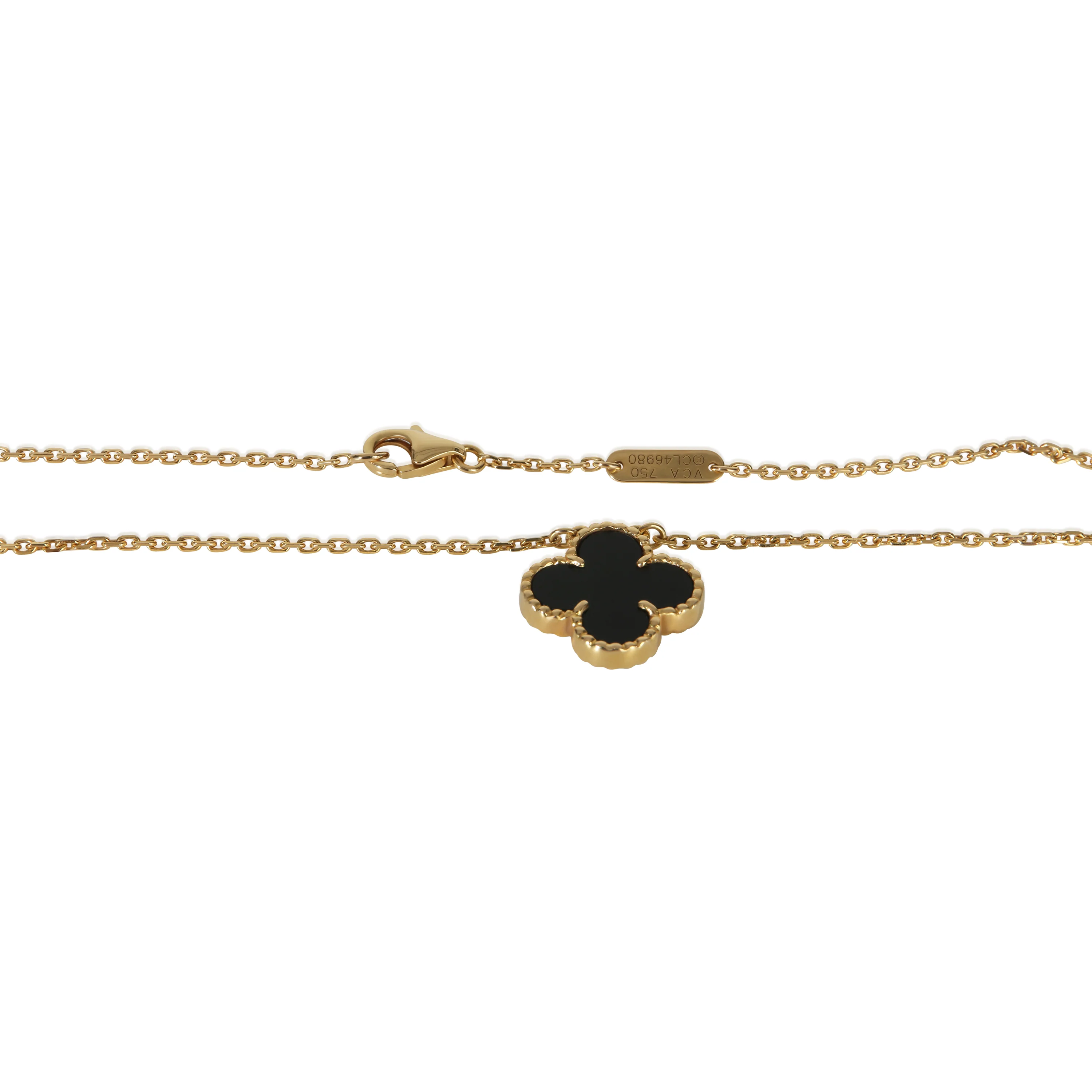 Yellow Gold Onyx 1990s Vintage Alhambra Pendant - Image 3