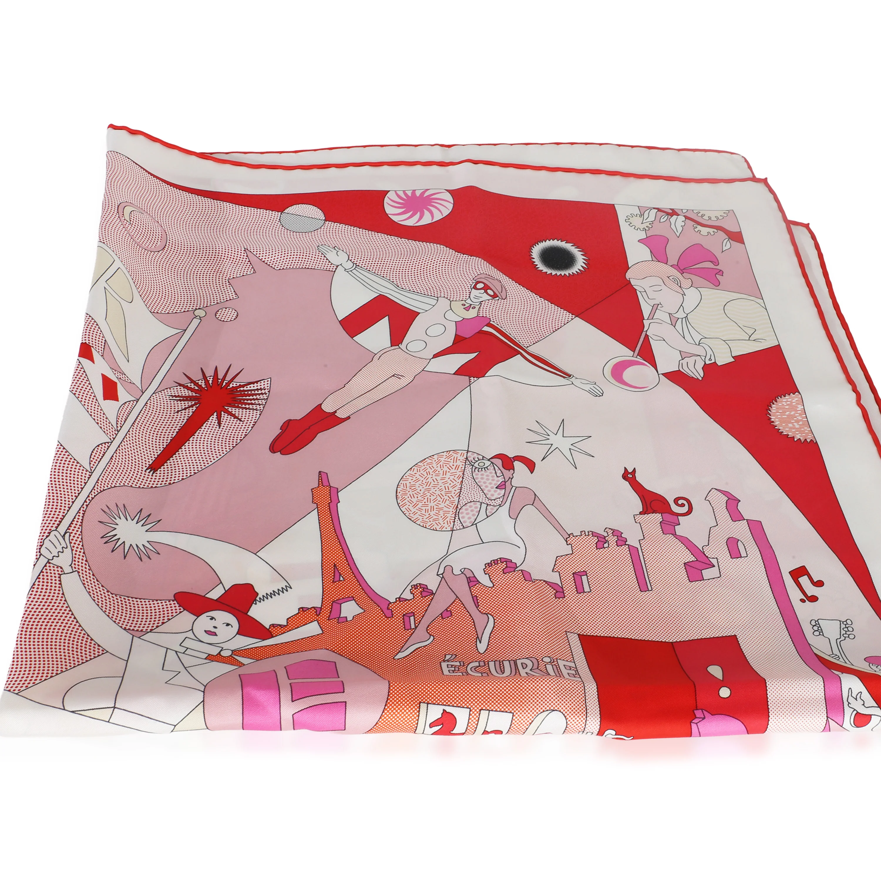 Pink Multicolor Ça Decoiffe Silk Scarf 90 - Image 3