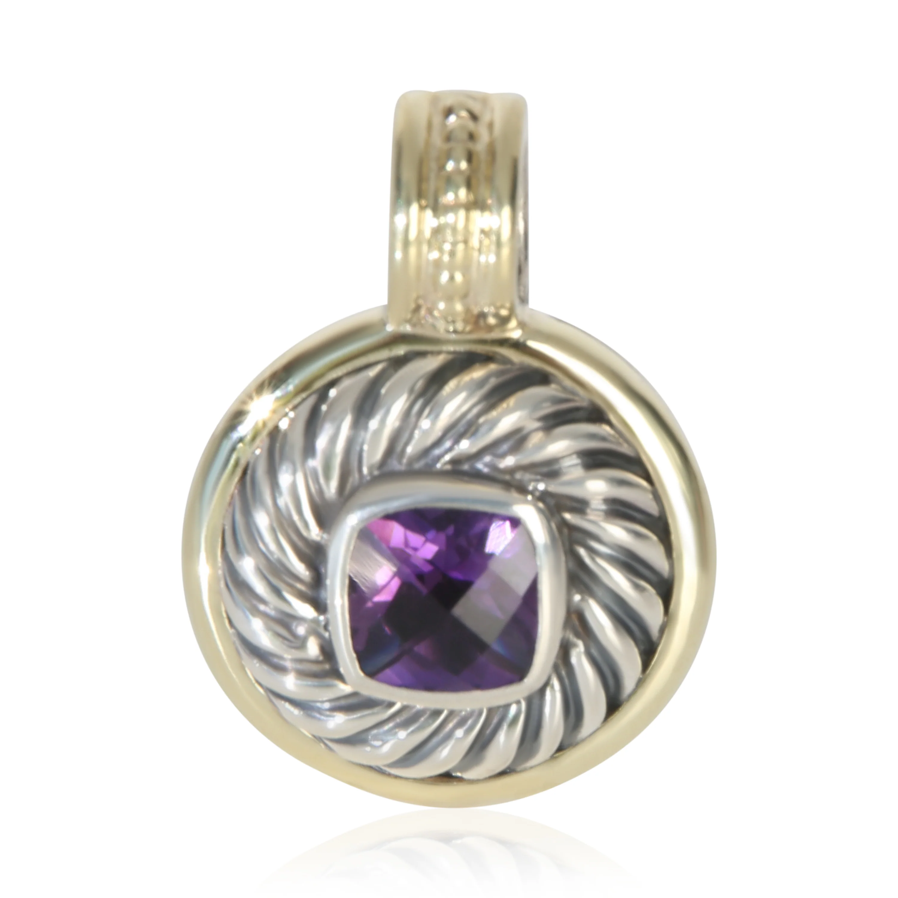 Yellow Gold & Sterling Silver Amethyst Albion Pendant