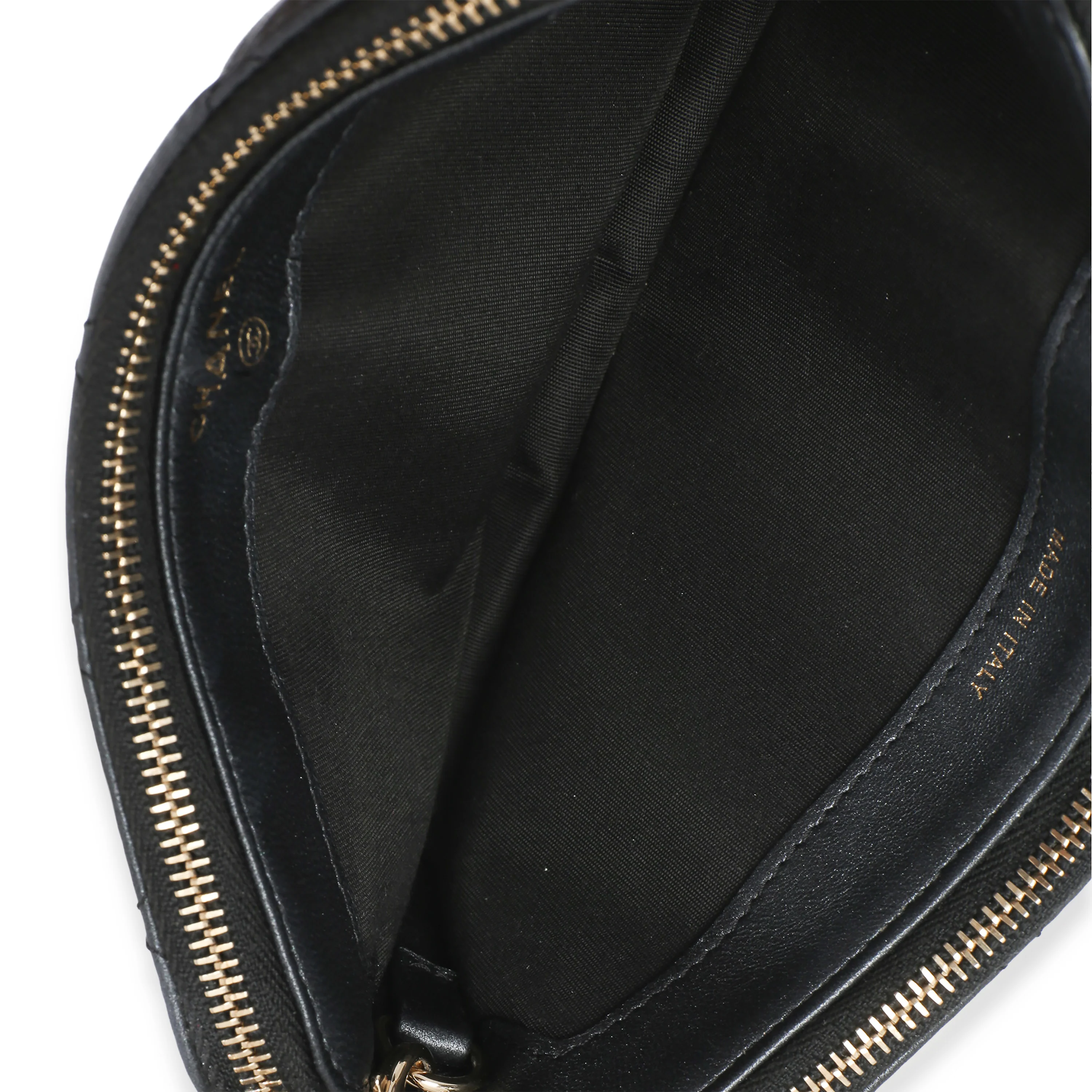 Black Quilted Lambskin Pearl CC Double Zip Clutch With Chain - Image 9