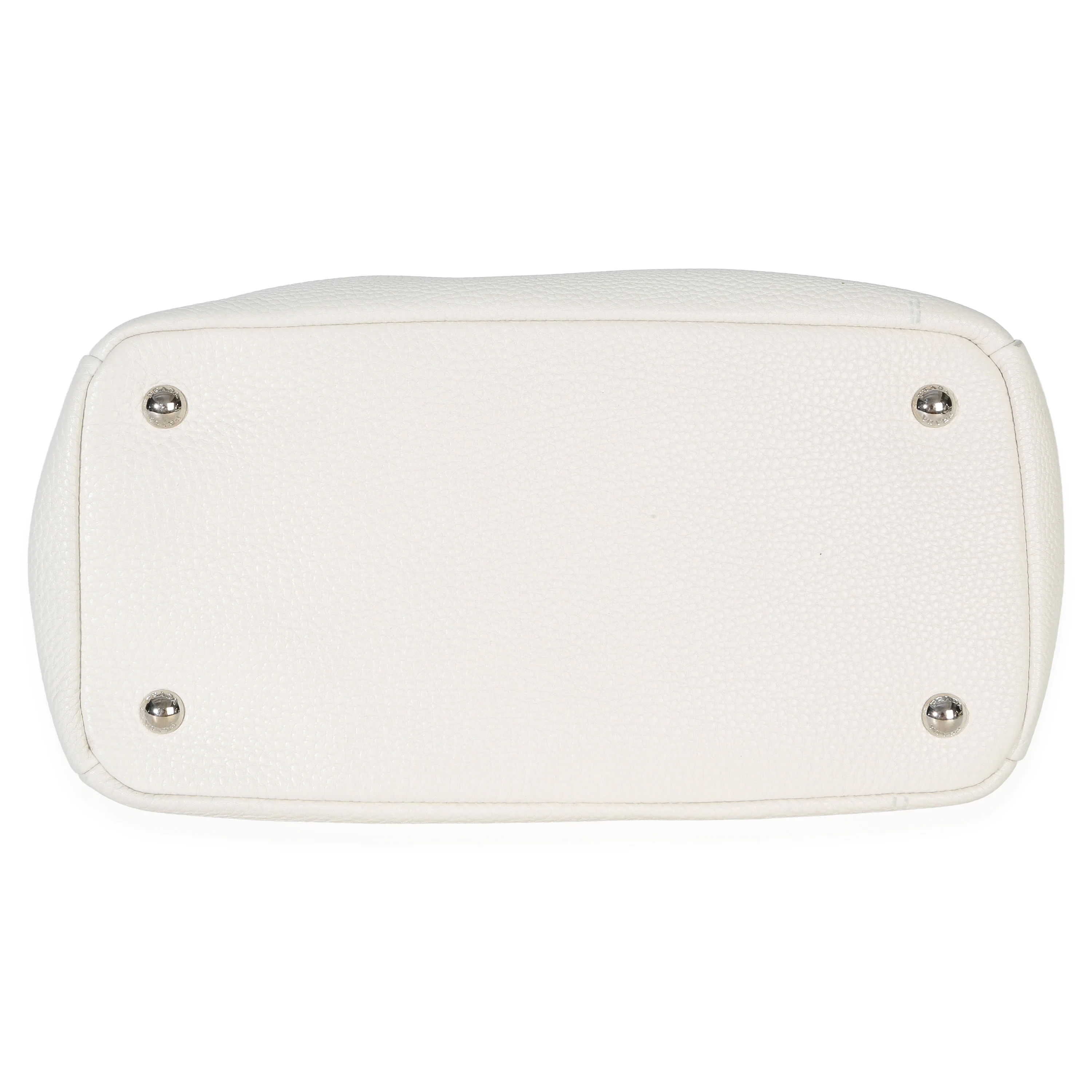 White Vitello Daino Double Zip Shopping Tote - Image 5