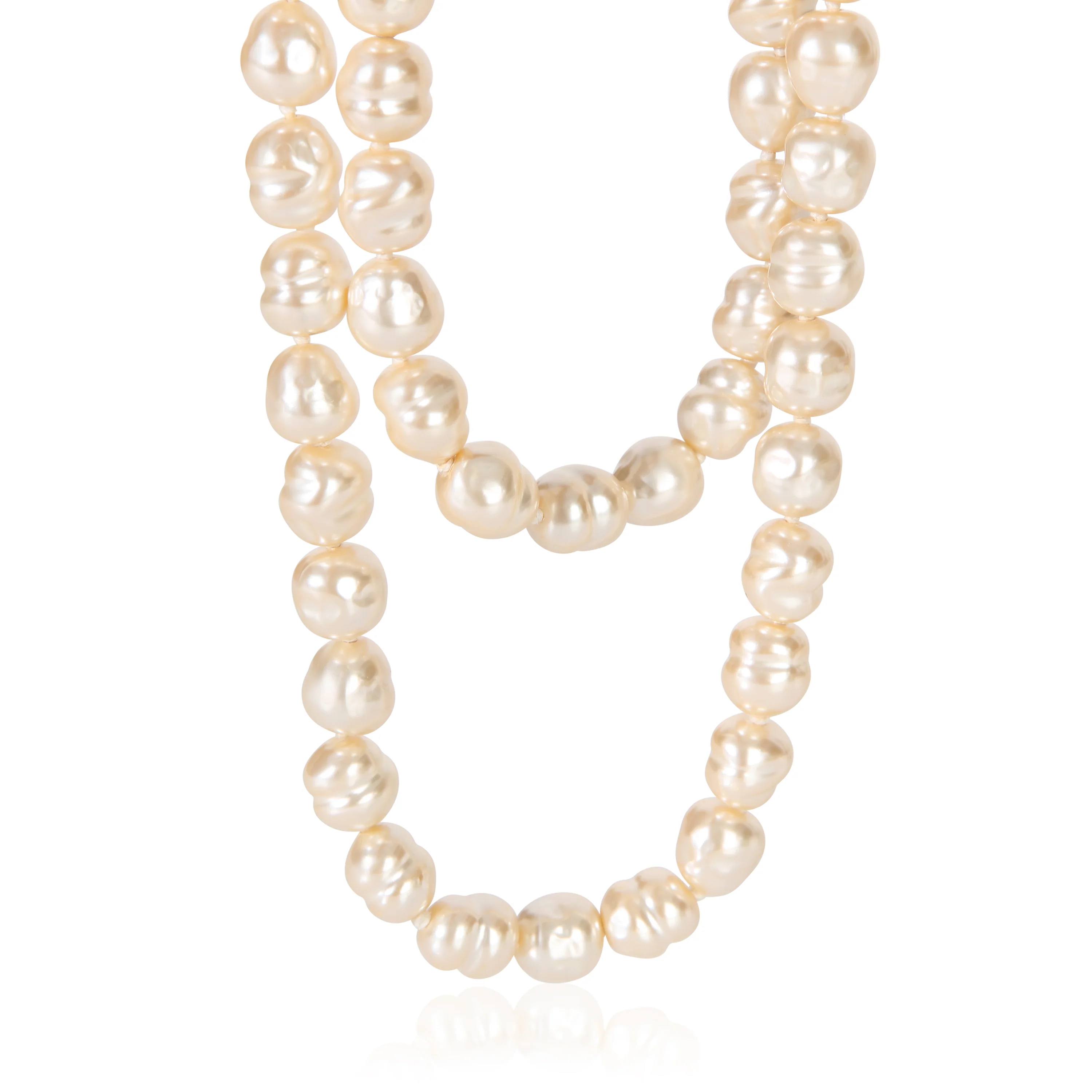 Gold-Plated Vintage 1981 Faux Baroque Pearl Necklace
