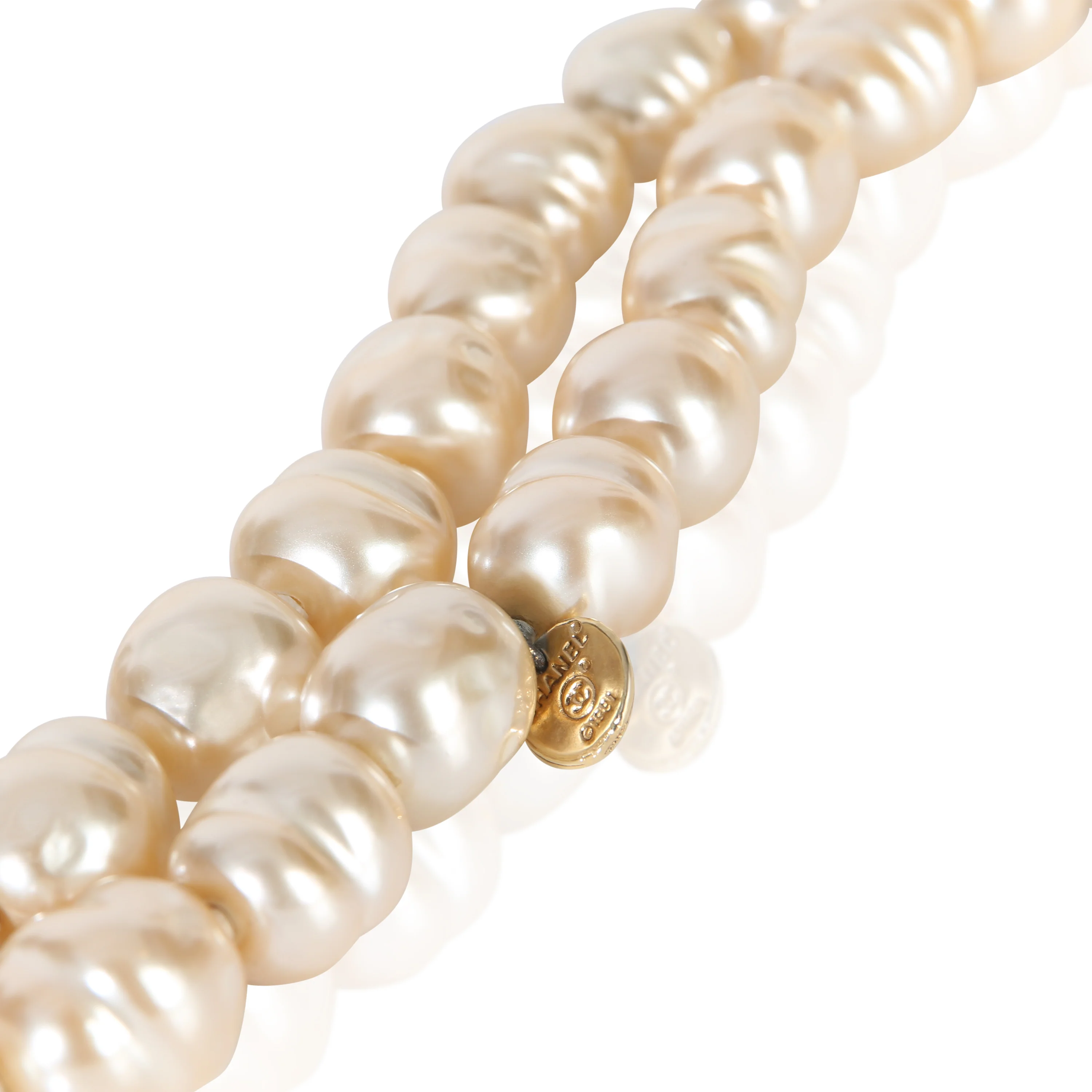 Gold-Plated Vintage 1981 Faux Baroque Pearl Necklace - Image 2
