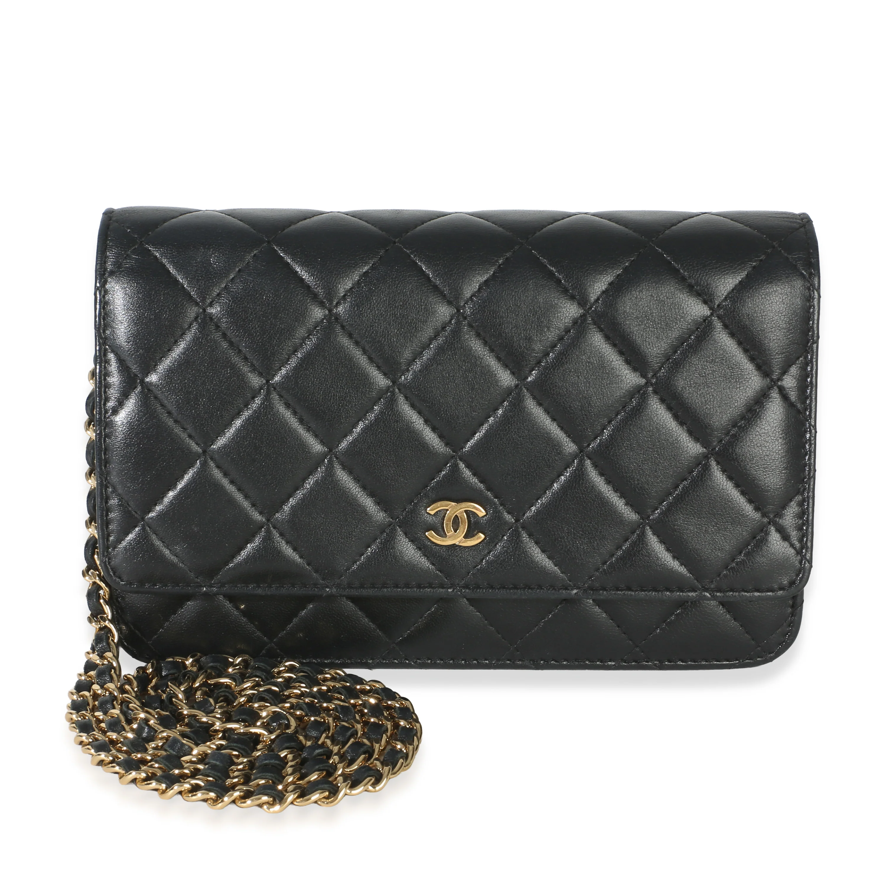 Black Quilted Lambskin Classic Wallet On Chain