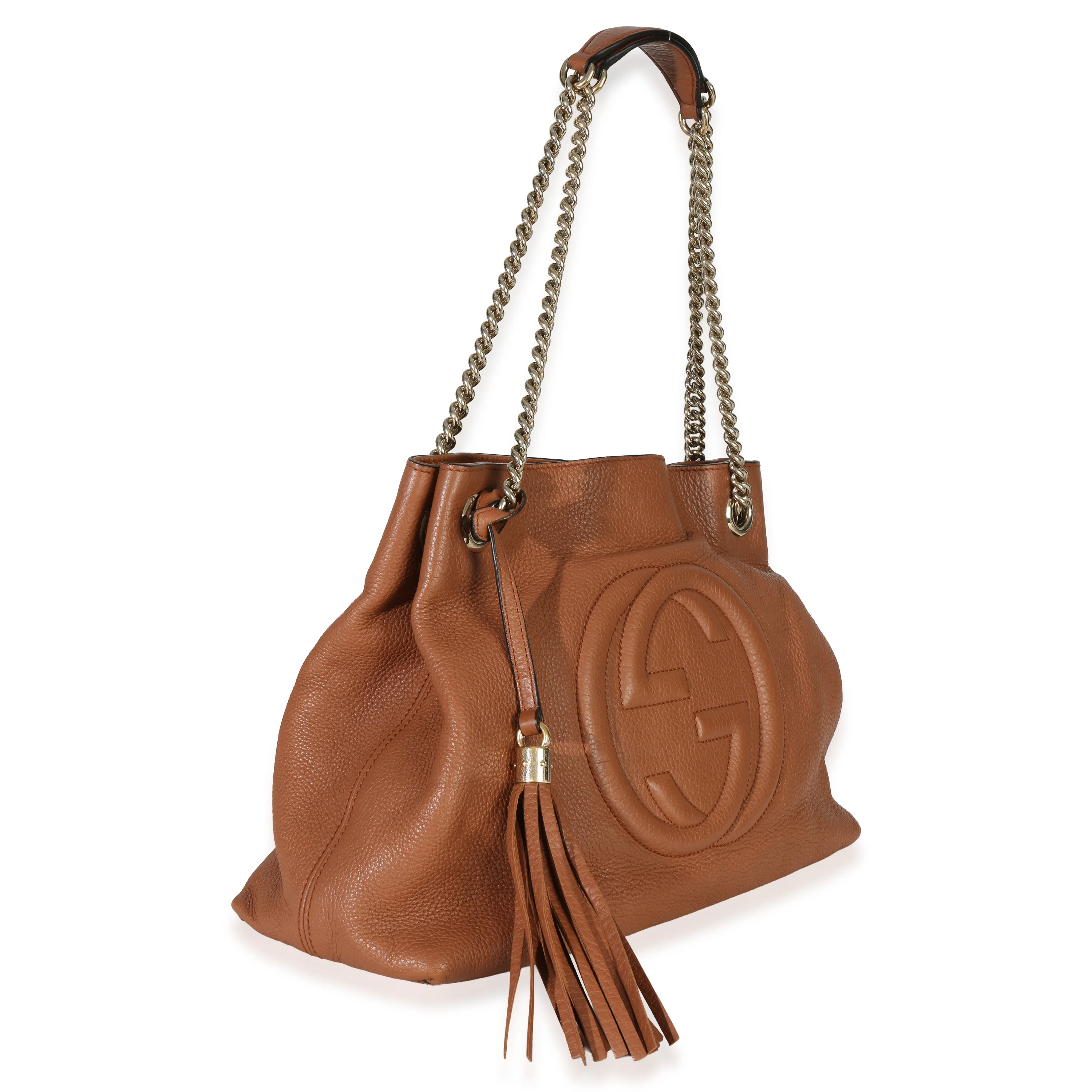 Brown Pebbled Calfskin Medium Soho Chain Tote - Image 3