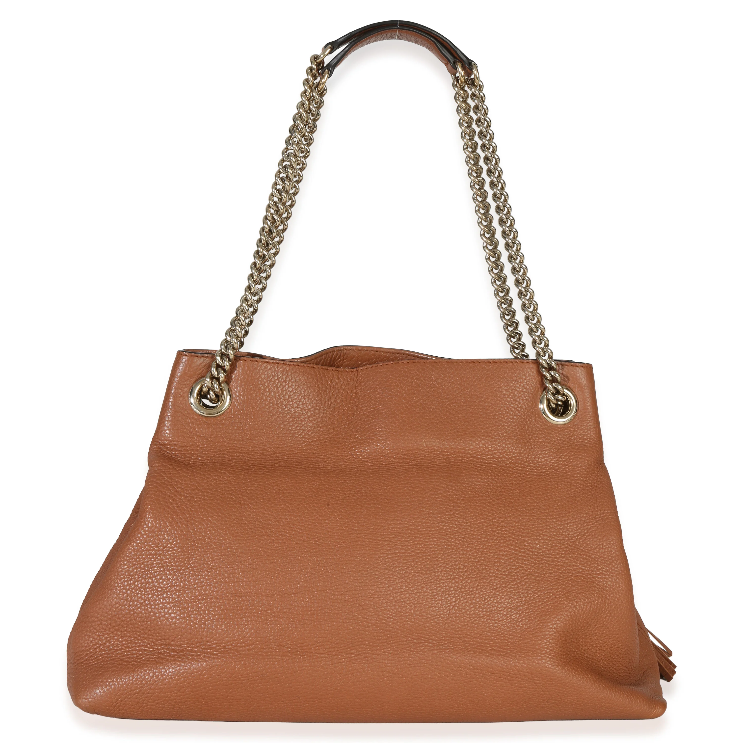 Brown Pebbled Calfskin Medium Soho Chain Tote - Image 4