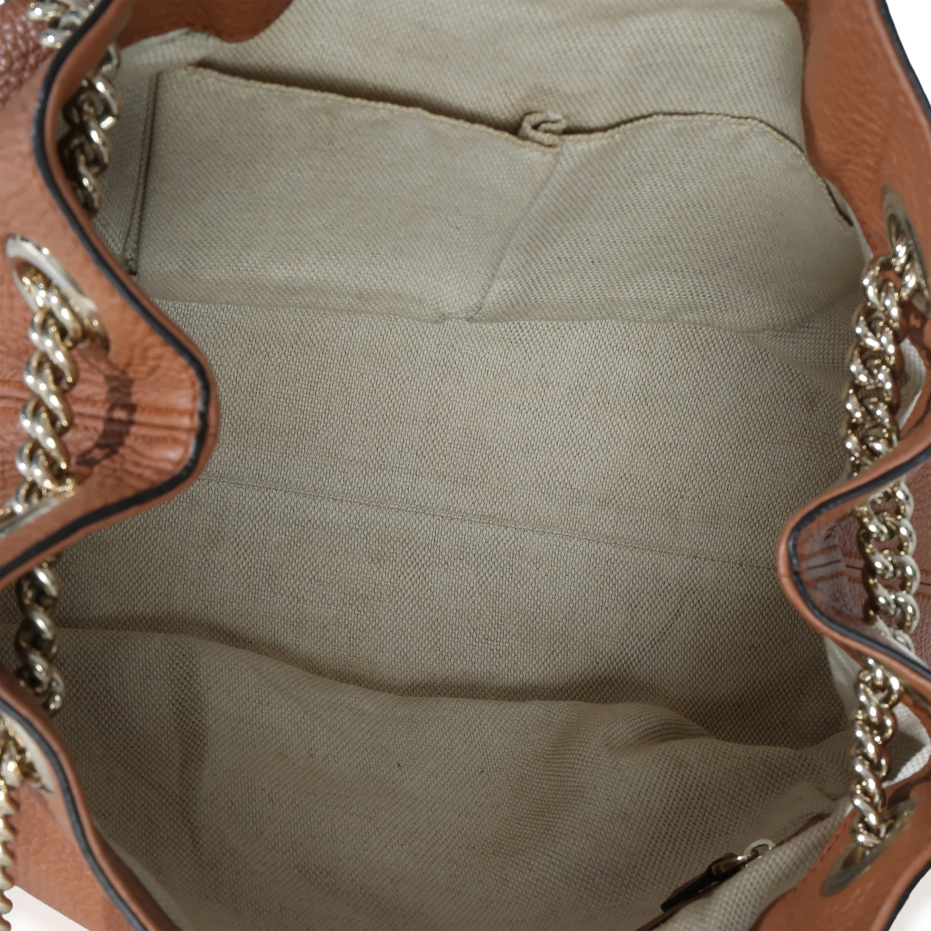 Brown Pebbled Calfskin Medium Soho Chain Tote - Image 8