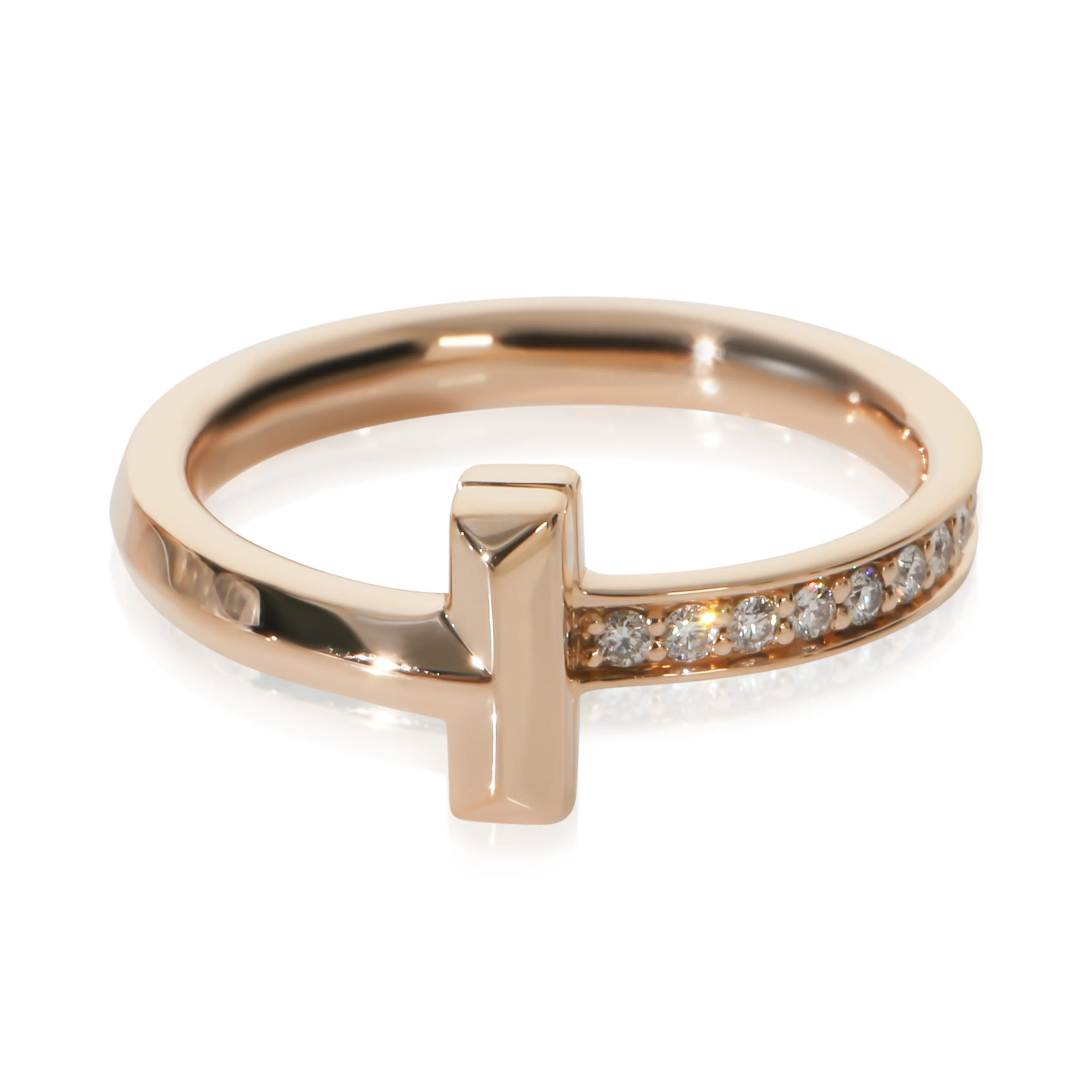 Rose Gold Diamond Tiffany T T1 Ring