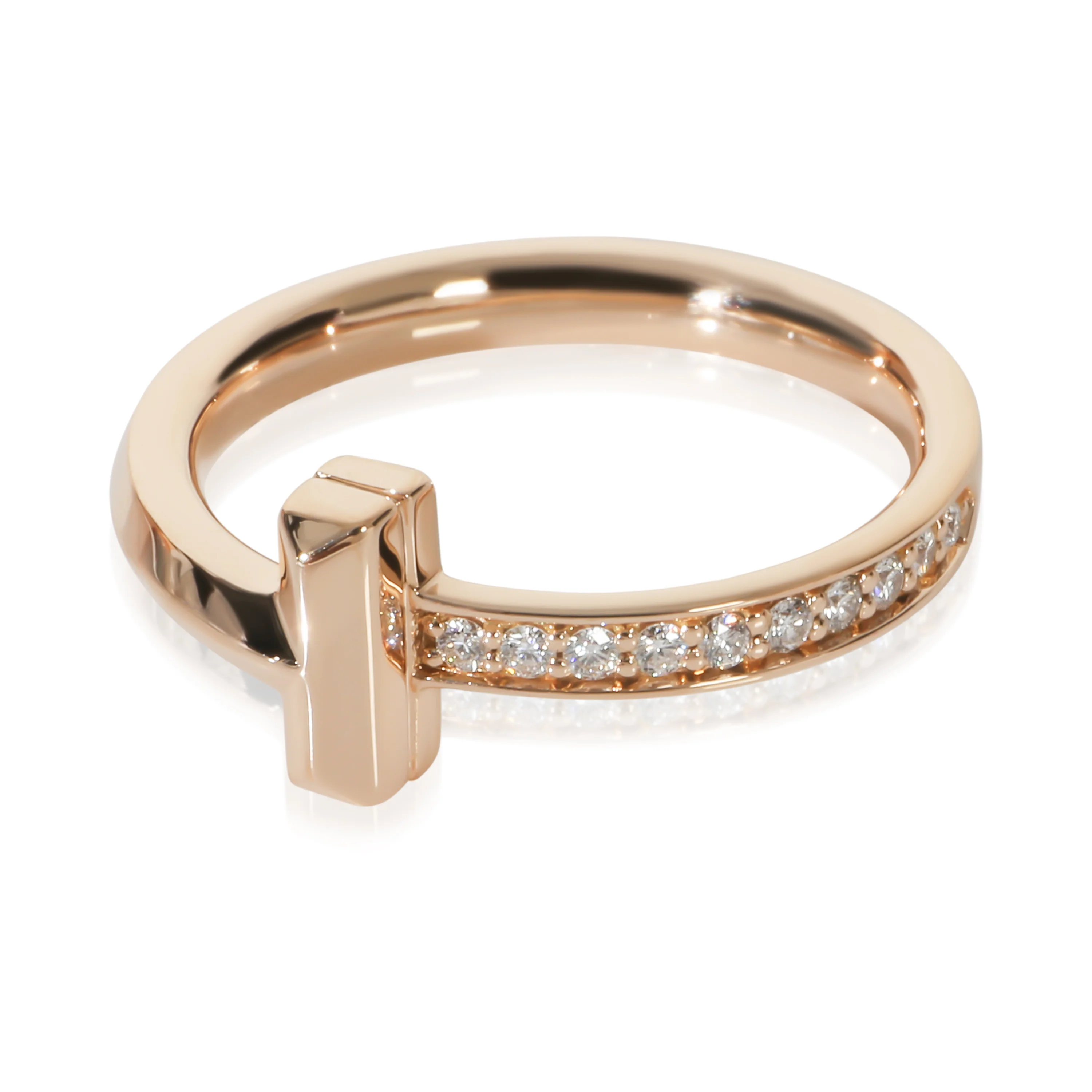 Rose Gold Diamond Tiffany T T1 Ring - Image 2