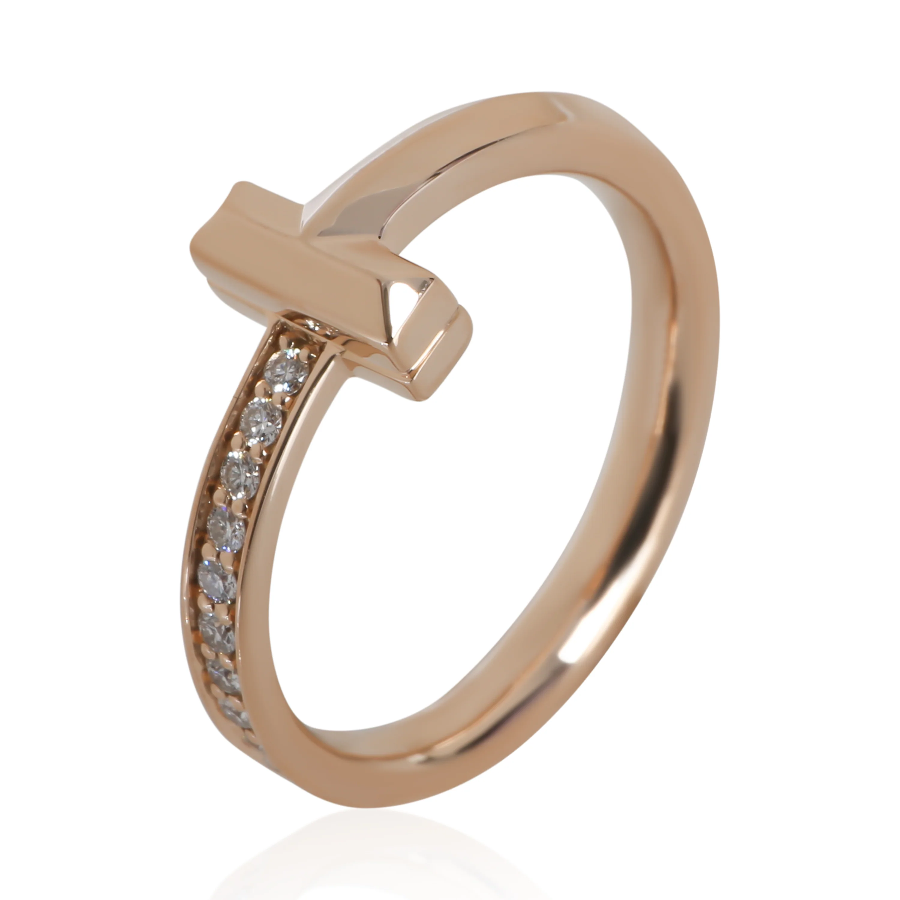 Rose Gold Diamond Tiffany T T1 Ring - Image 4