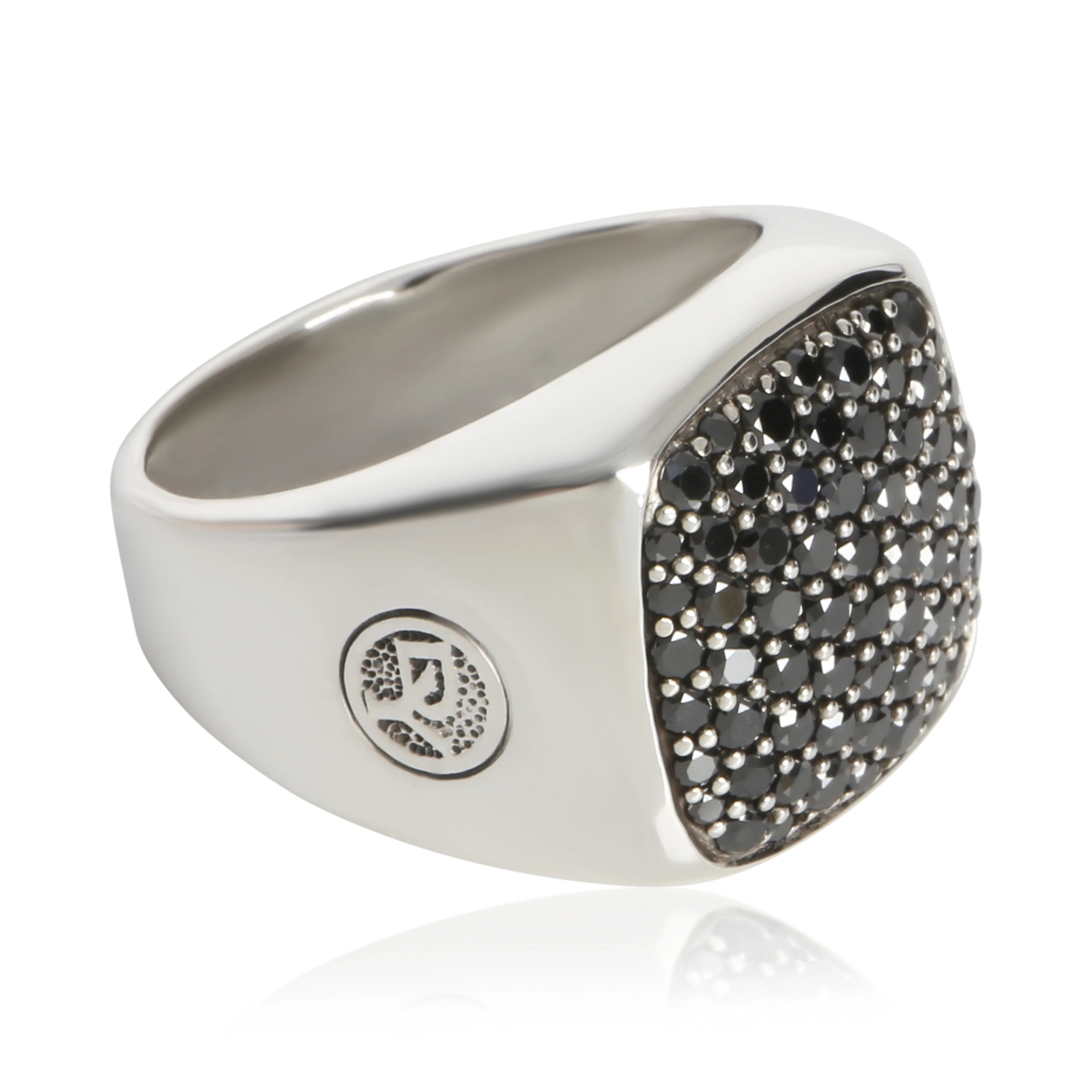 Sterling Silver Diamond Streamline Signet Ring - Image 2