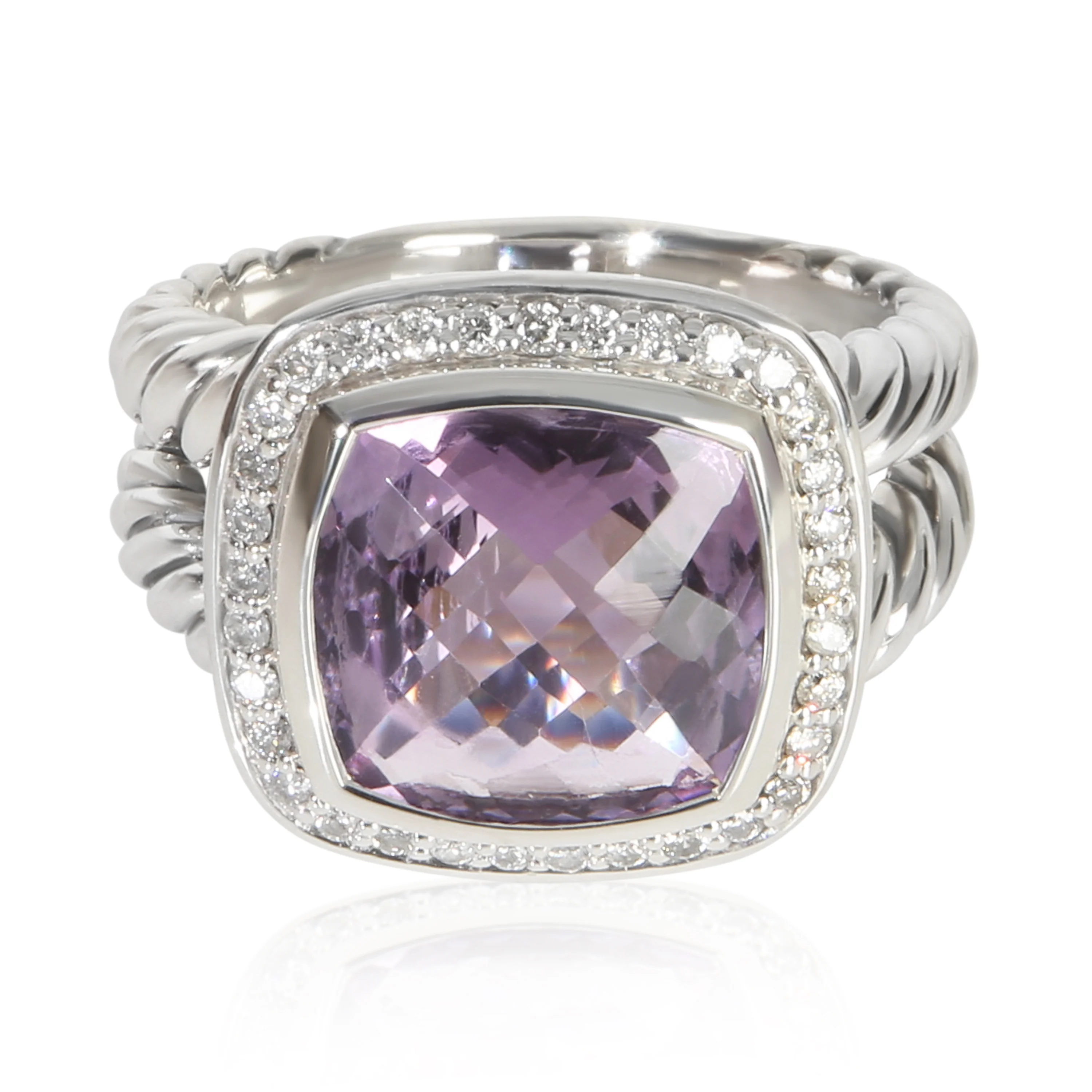 Sterling Silver Amethyst and Diamond Albion Ring