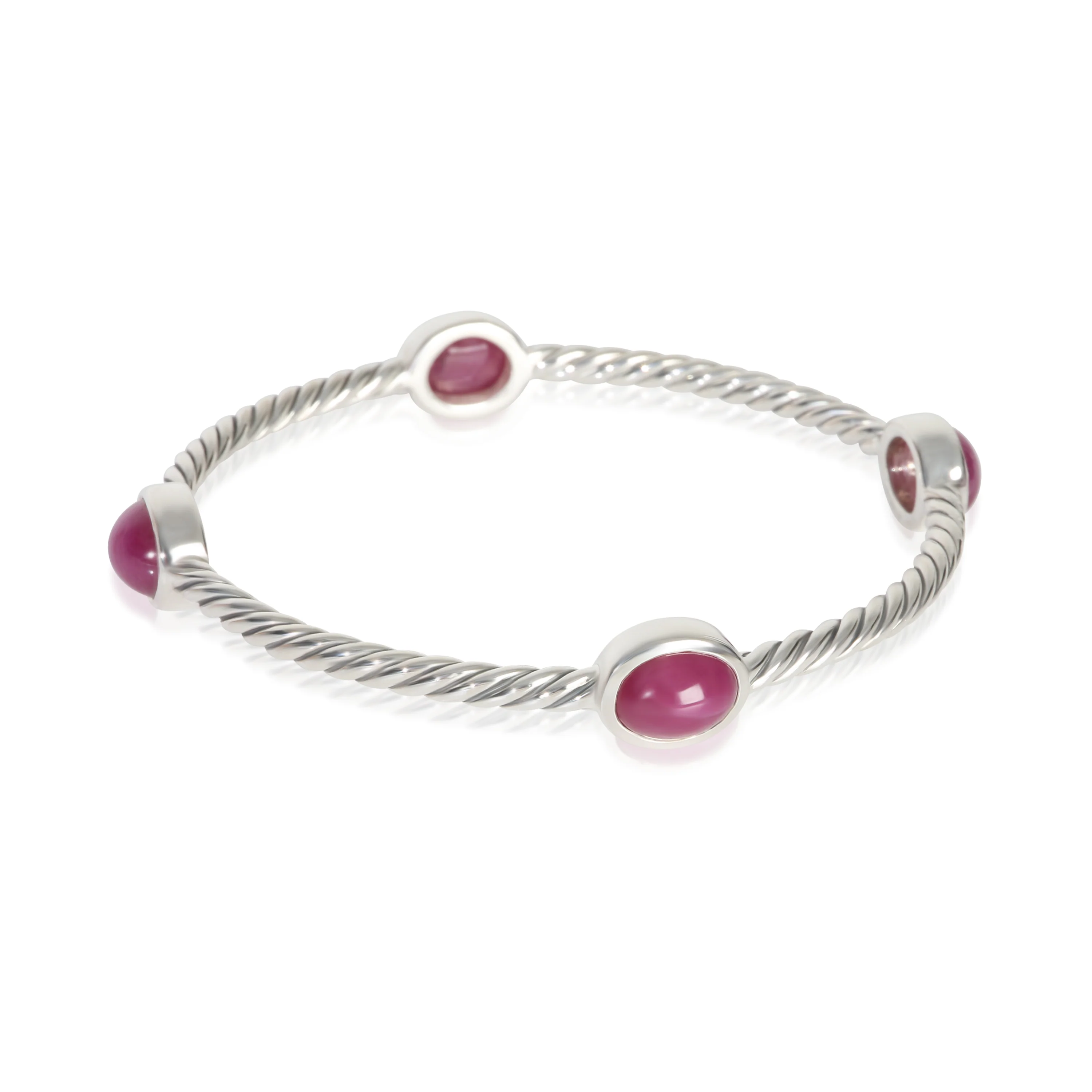Sterling Silver Ruby Cable Station Bracelet - Image 2