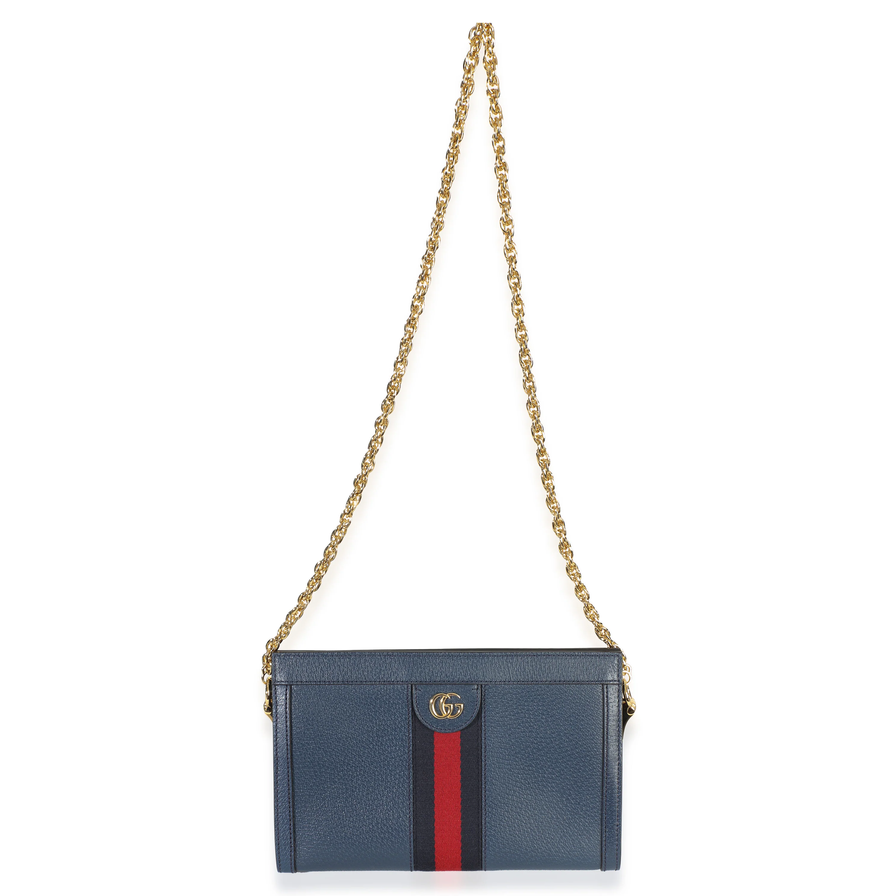 Navy Calfskin GG Ophidia Small Web Chain Bag - Image 7