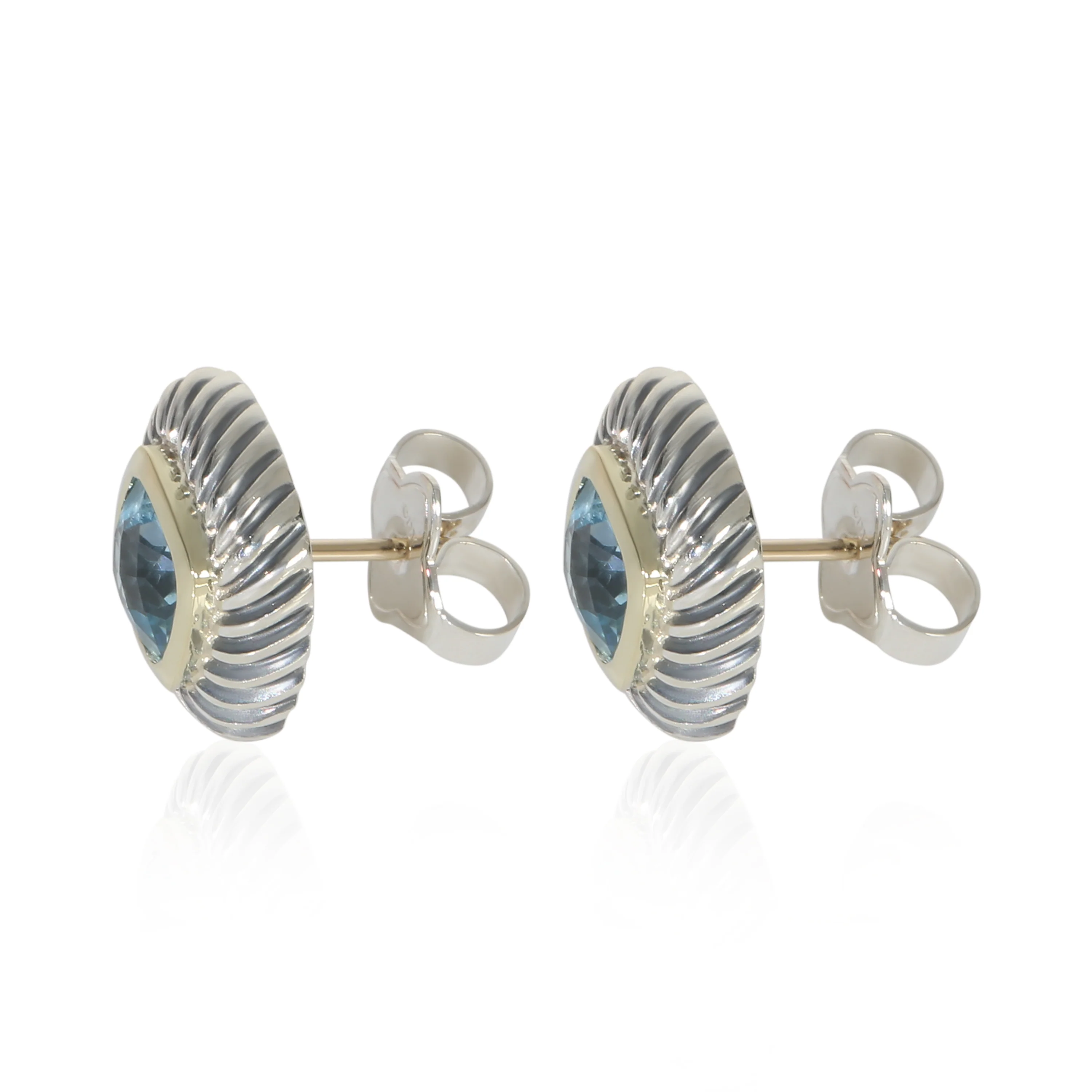 Yellow Gold & Sterling Silver Topaz Albion Earrings - Image 2