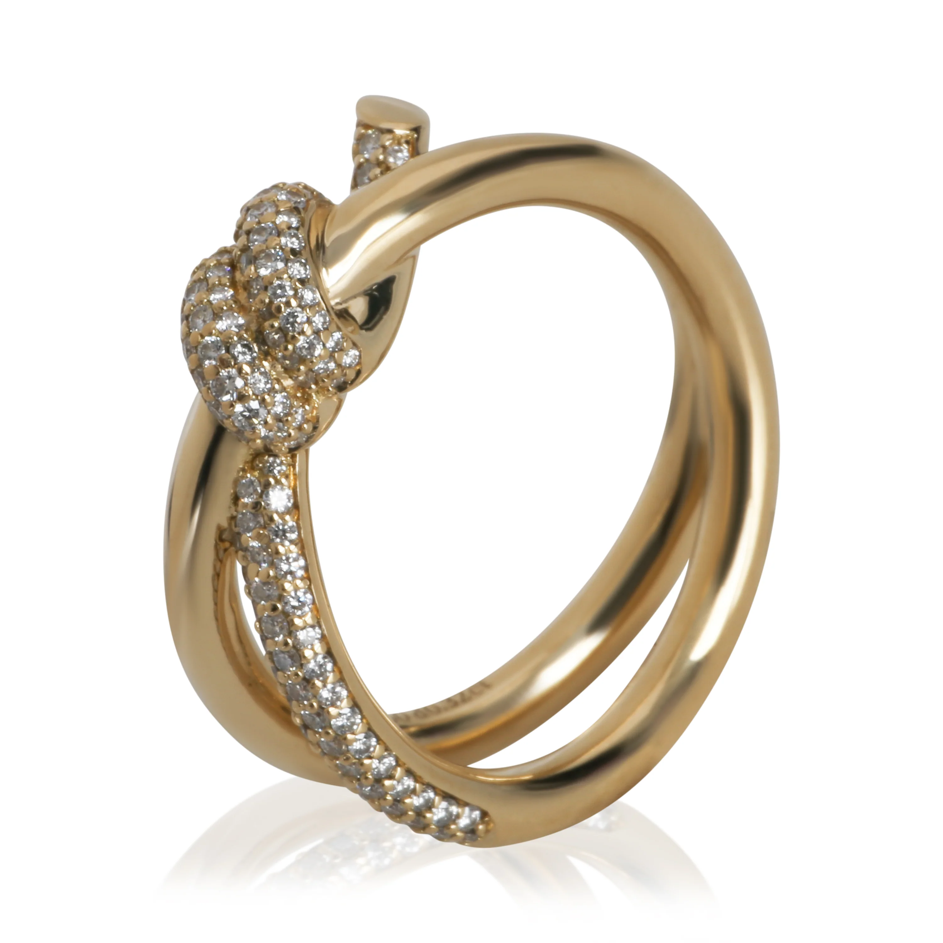 Yellow Gold Diamond Double Row Knot Ring - Image 5