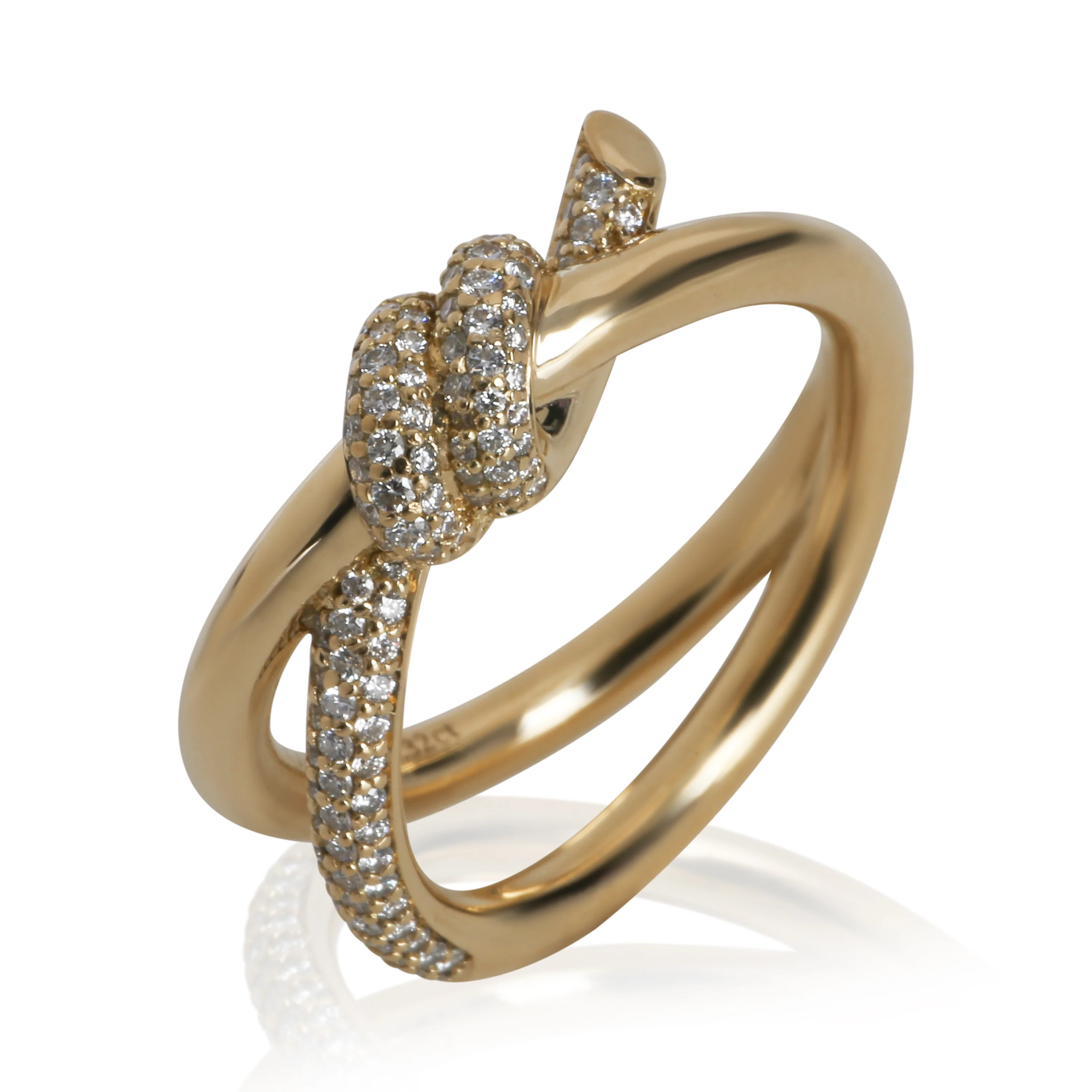 Yellow Gold Diamond Double Row Knot Ring - Image 7
