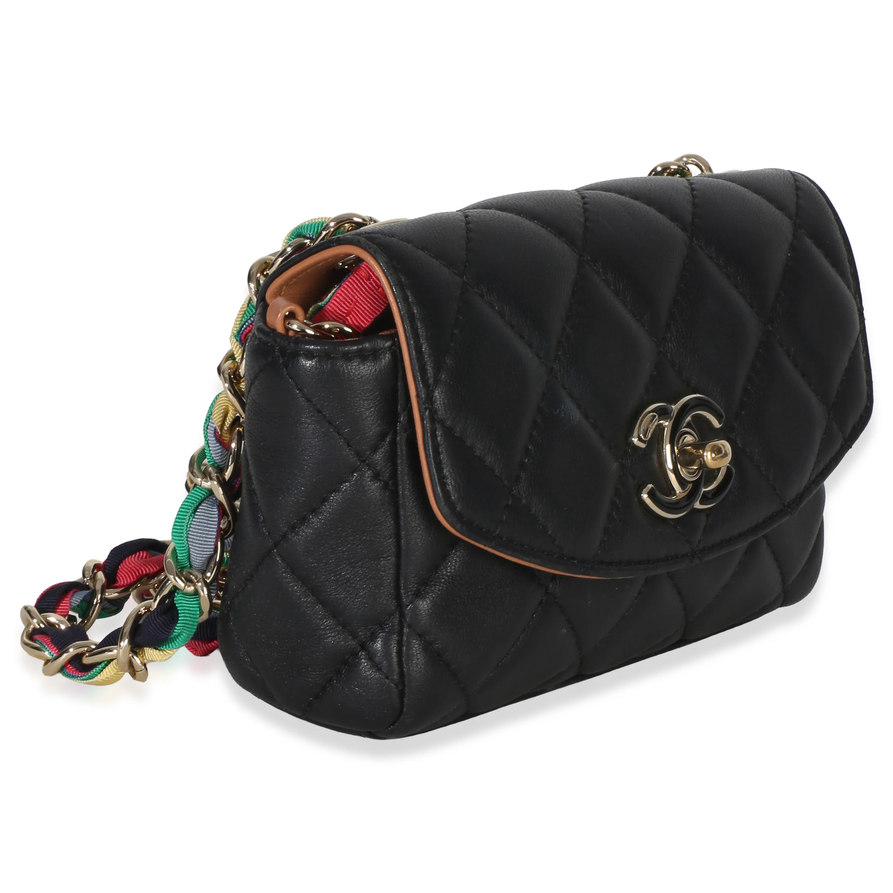 Black Quilted Lambskin Ribbon Chain Small Cocovado Flap Bag - Image 3