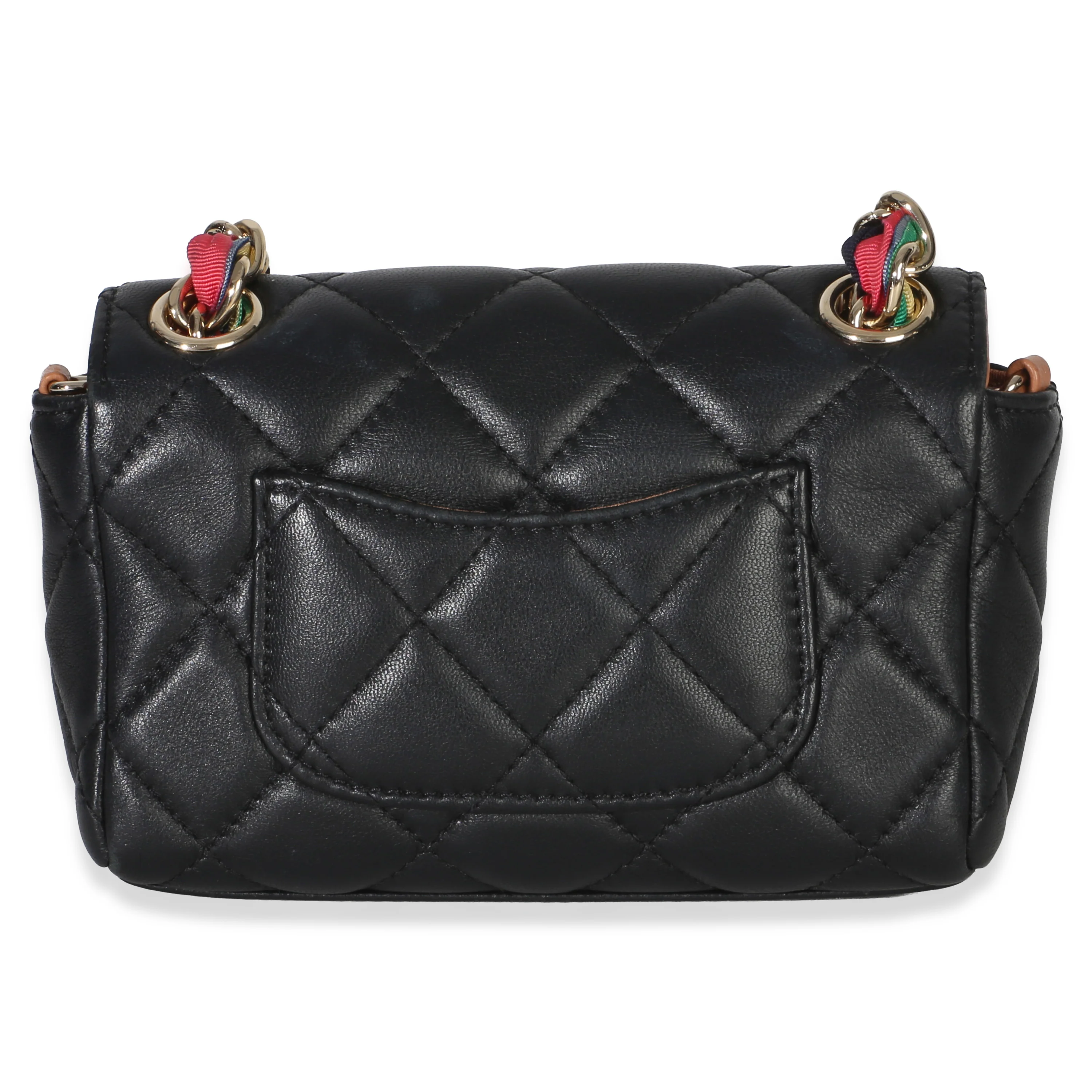Black Quilted Lambskin Ribbon Chain Small Cocovado Flap Bag - Image 4