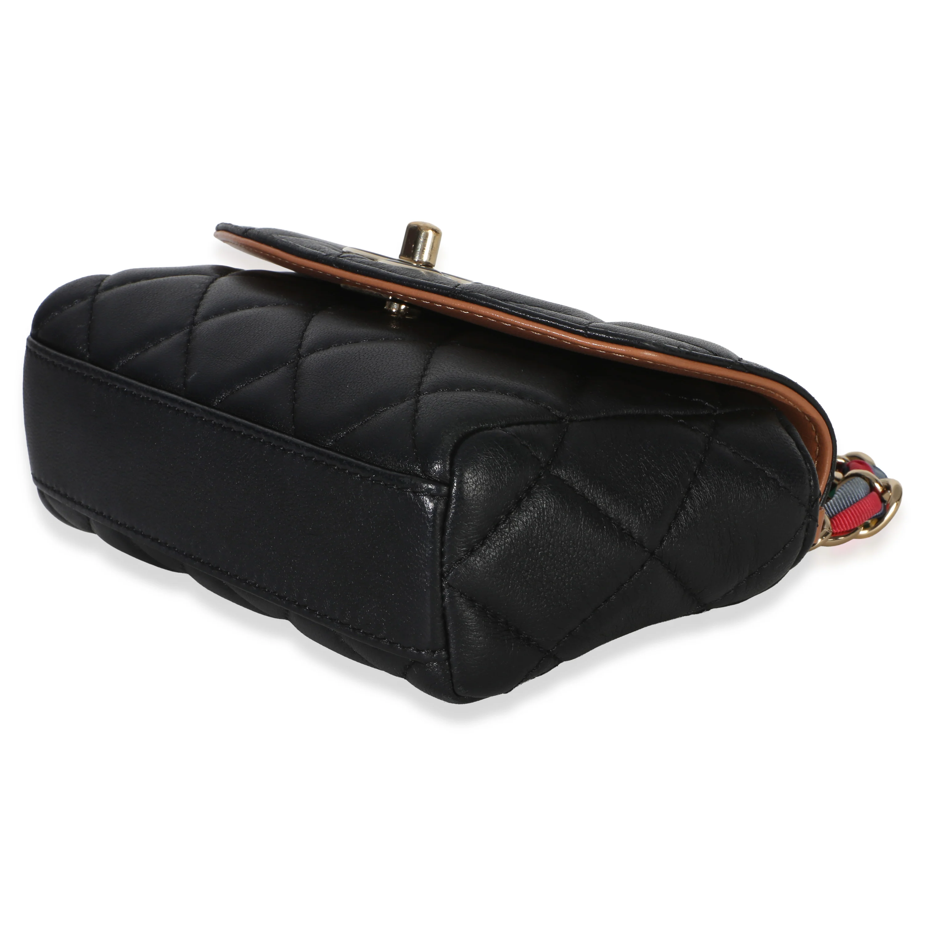 Black Quilted Lambskin Ribbon Chain Small Cocovado Flap Bag - Image 7
