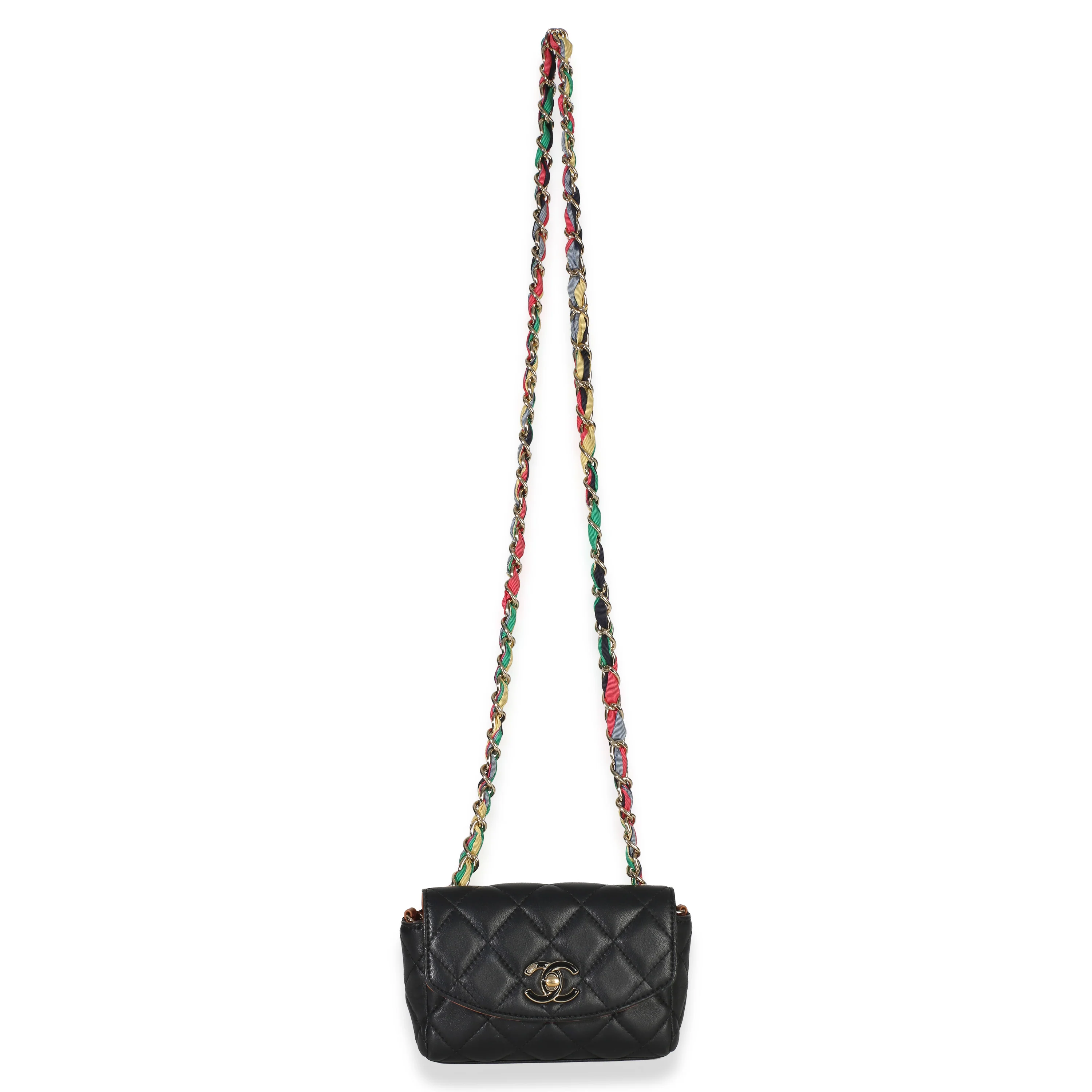 Black Quilted Lambskin Ribbon Chain Small Cocovado Flap Bag - Image 8