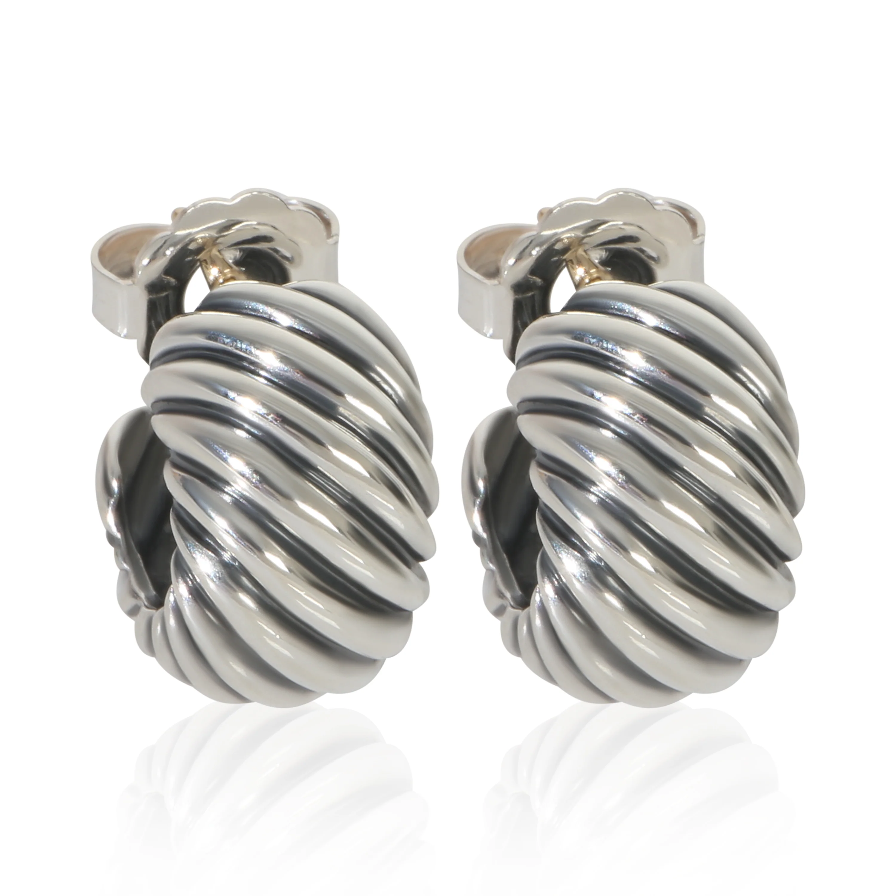 Sterling Silver  Sculpted Cable Earrings