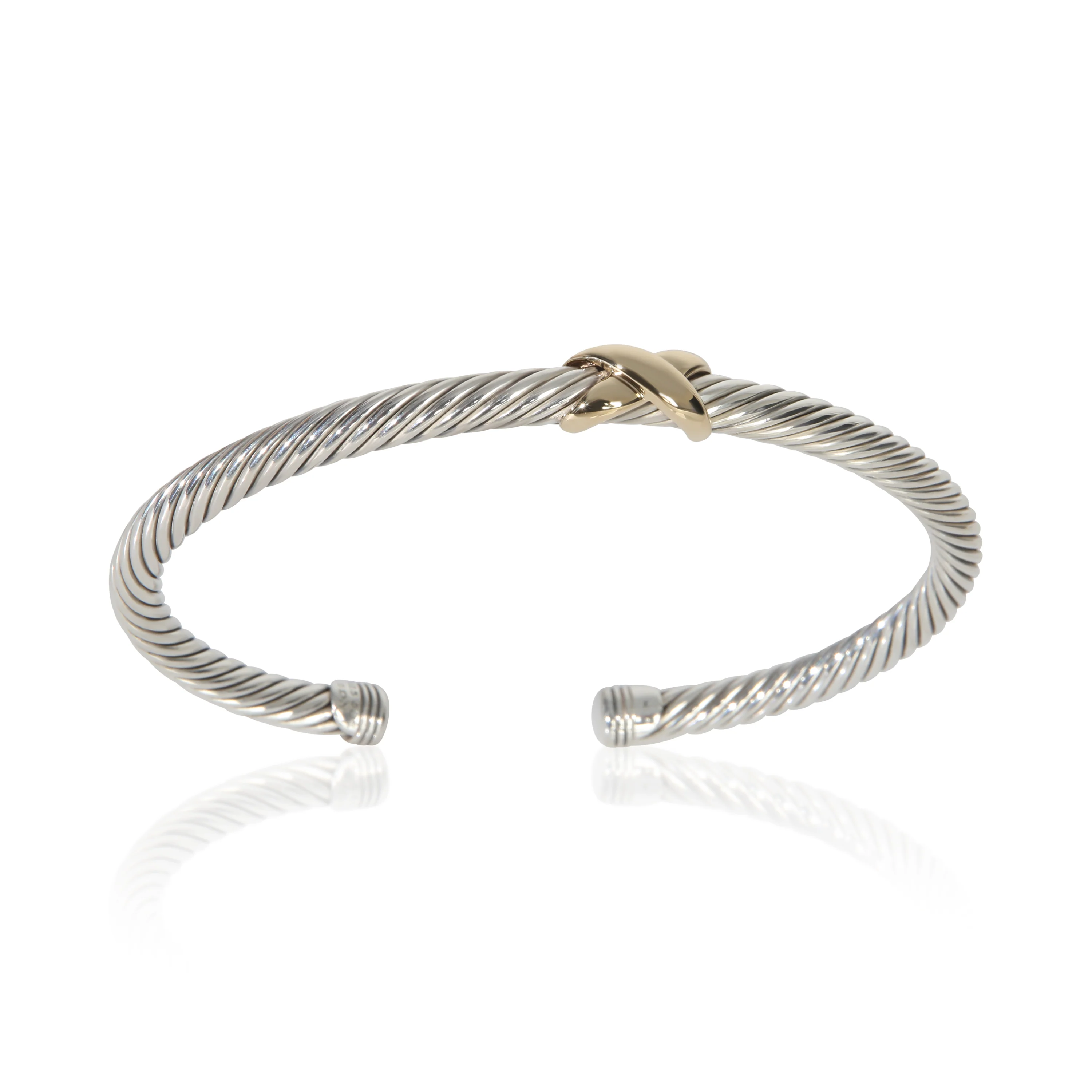 Yellow Gold & Sterling Silver  Cable X Station Bracelet - Image 4