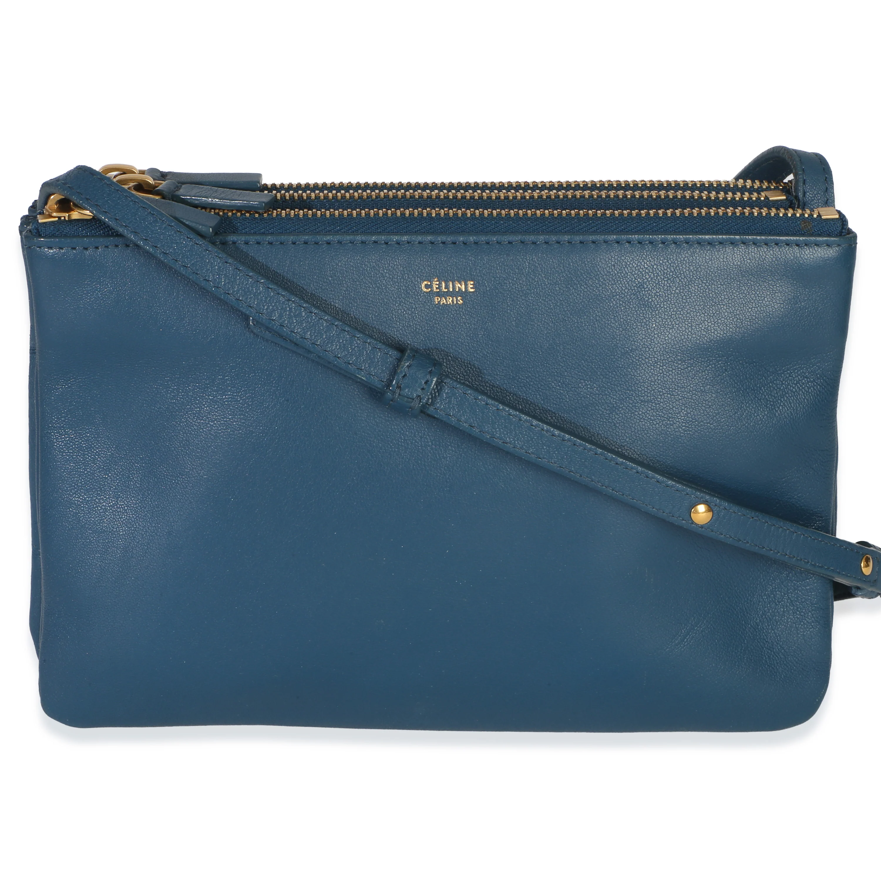 Blue Lambskin Small Trio Crossbody Bag