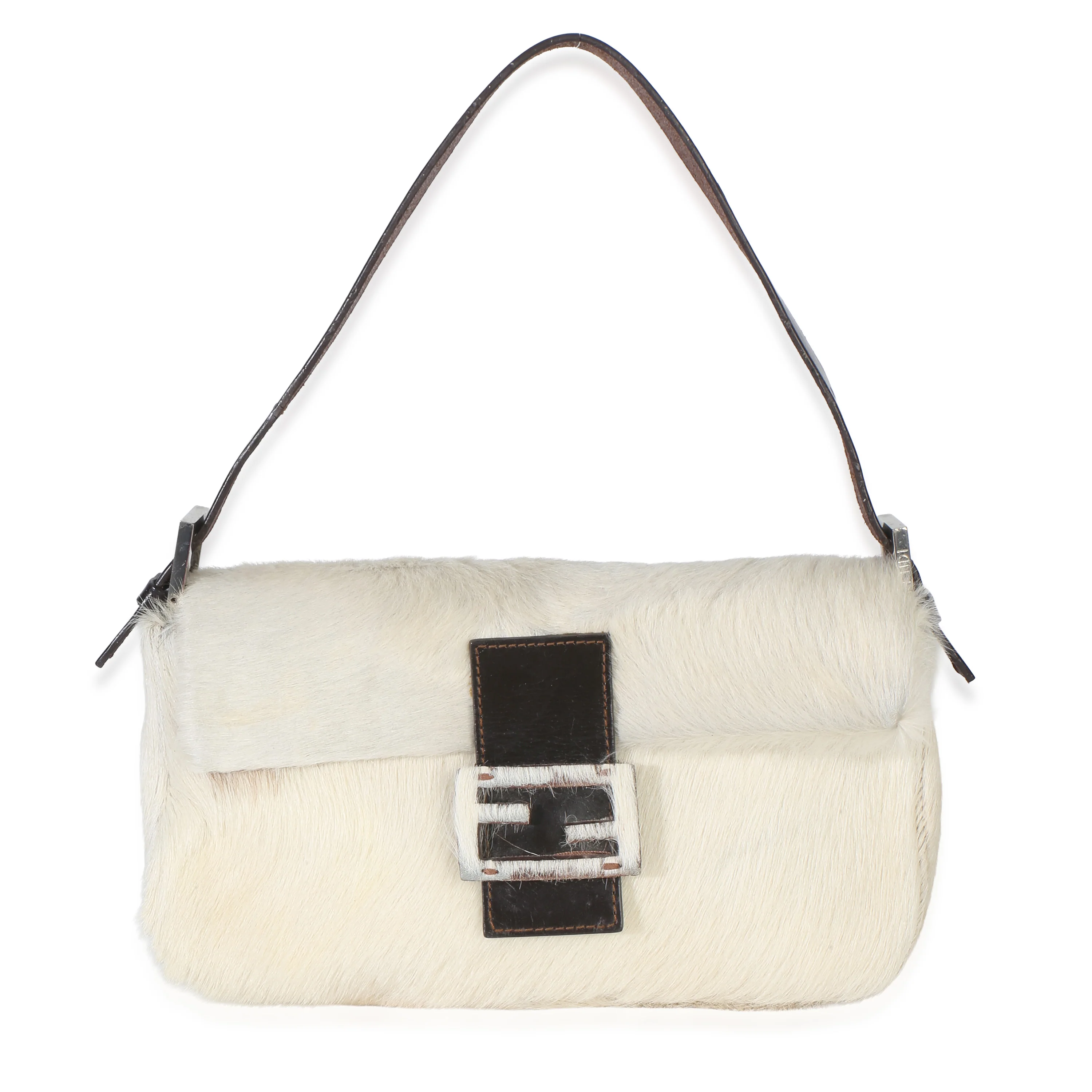 Vintage White Pony Hair Baguette