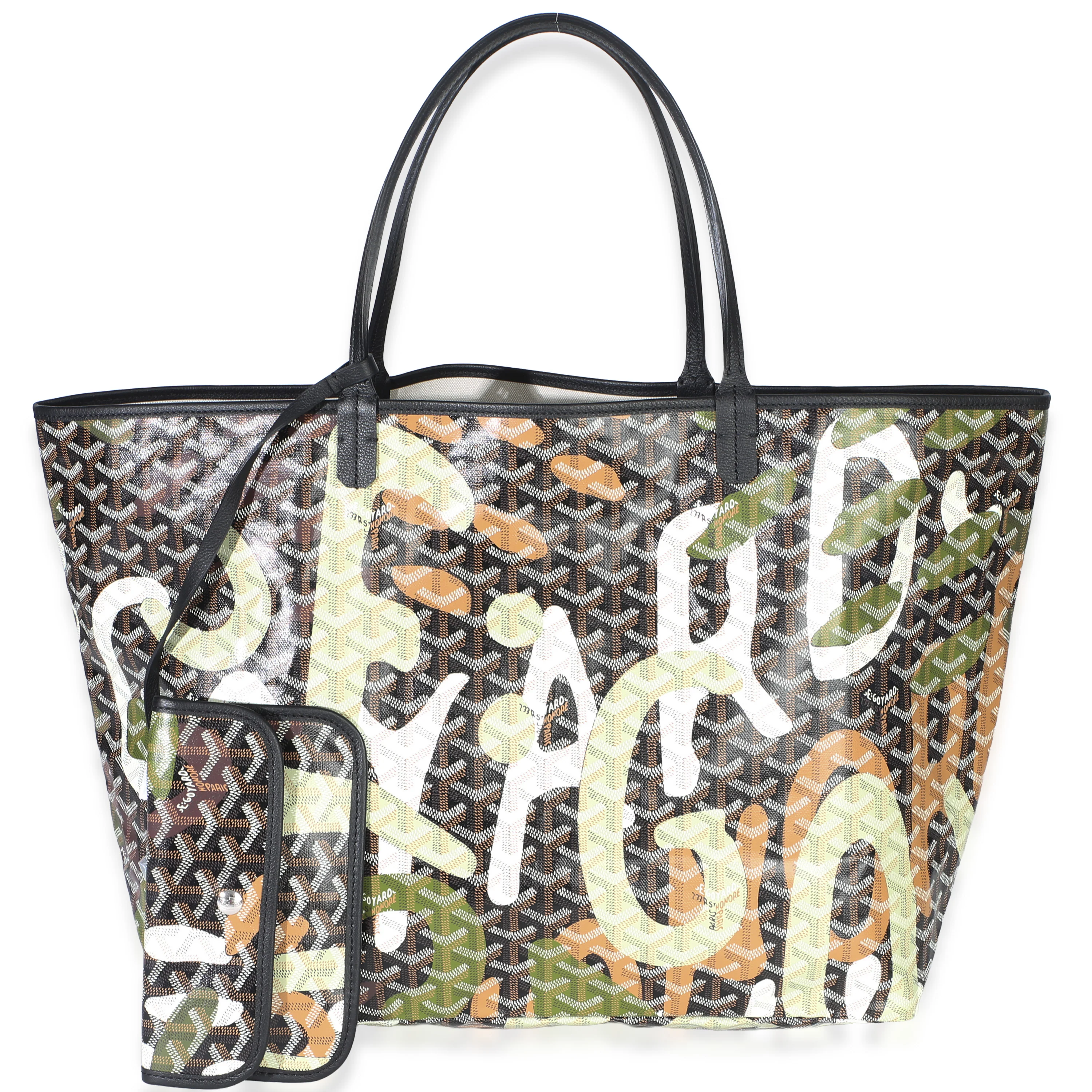 Black Green Goyardine Canvas Saint Louis Lettres Camouflage GM
