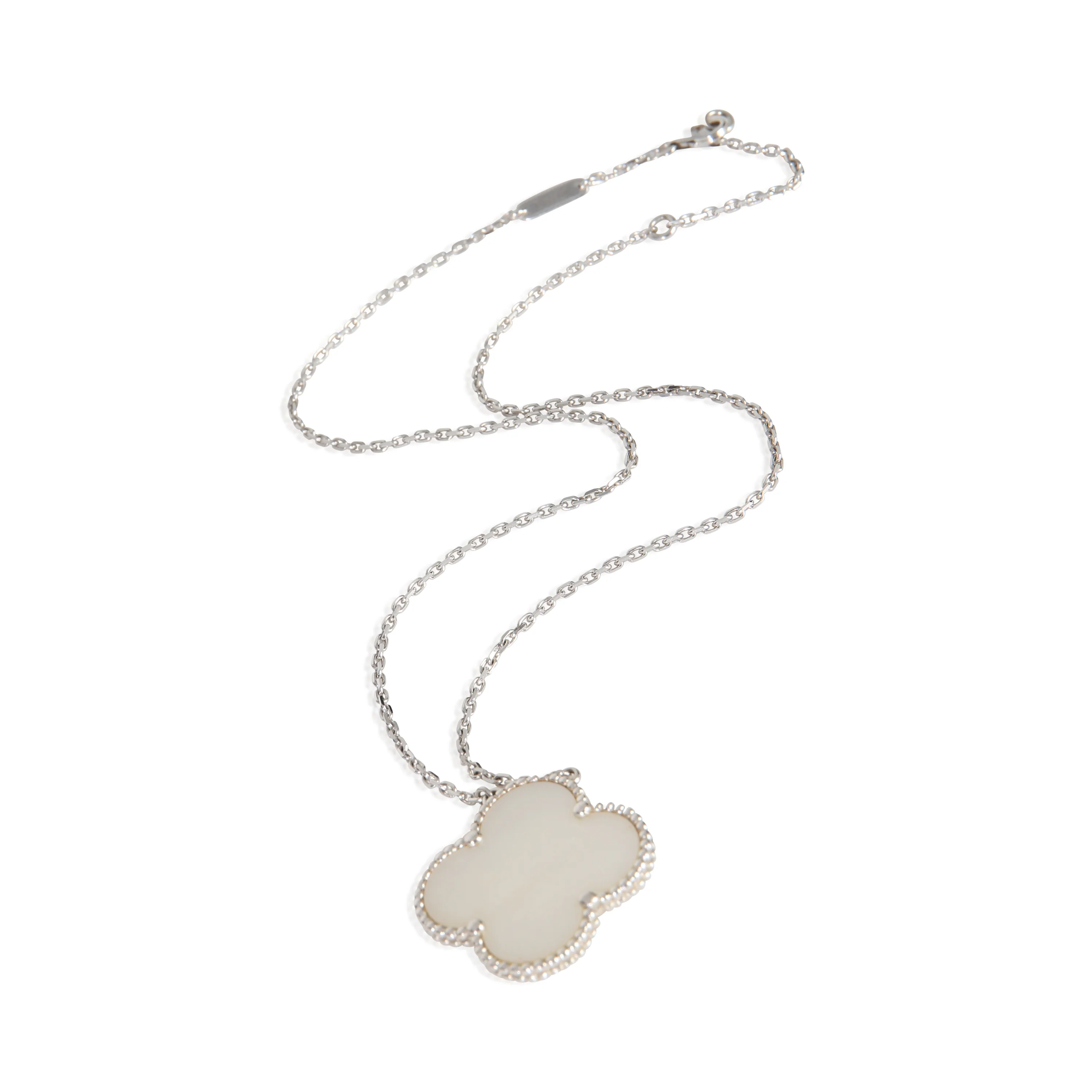 White Gold Mother Of Pearl Magic Alhambra Pendant - Image 3